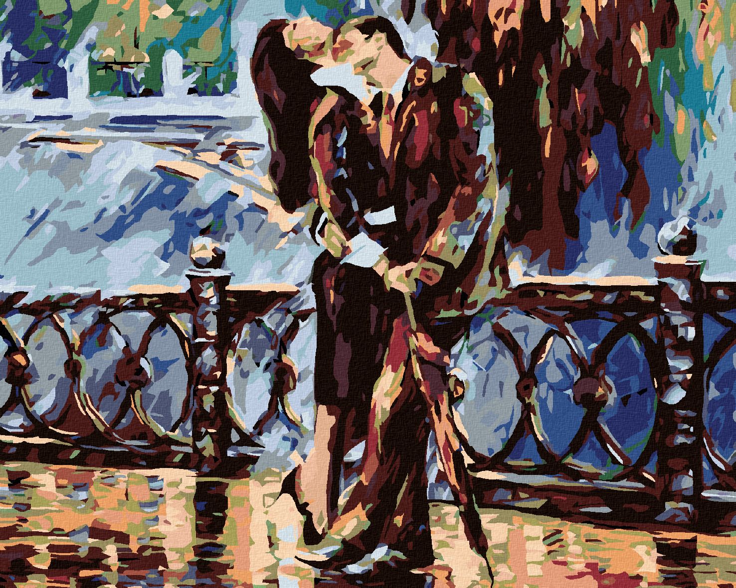 zuty Malování podle čísel - VÁŠNIVÝ PÁR V ČERNÉM - Rozměr: 40x50 cm, Rámování: Varianta: vypnuté plátno na rám - obrázek 1