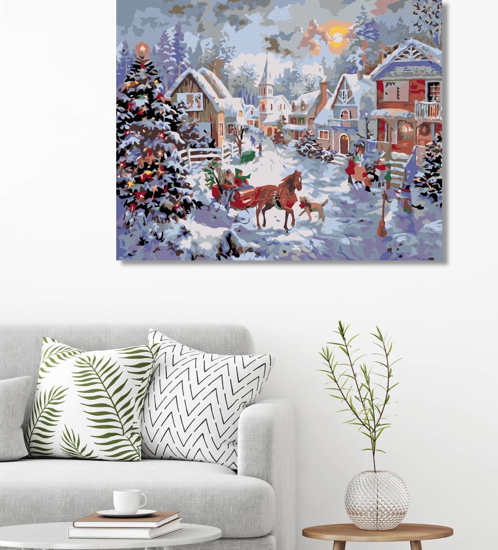 zuty Malování podle čísel - VÁNOCE V MALEBNÉ VESNIČCE - Rozměr: 40x50 cm, Rámování: Varianta: vypnuté plátno na rám - obrázek 5