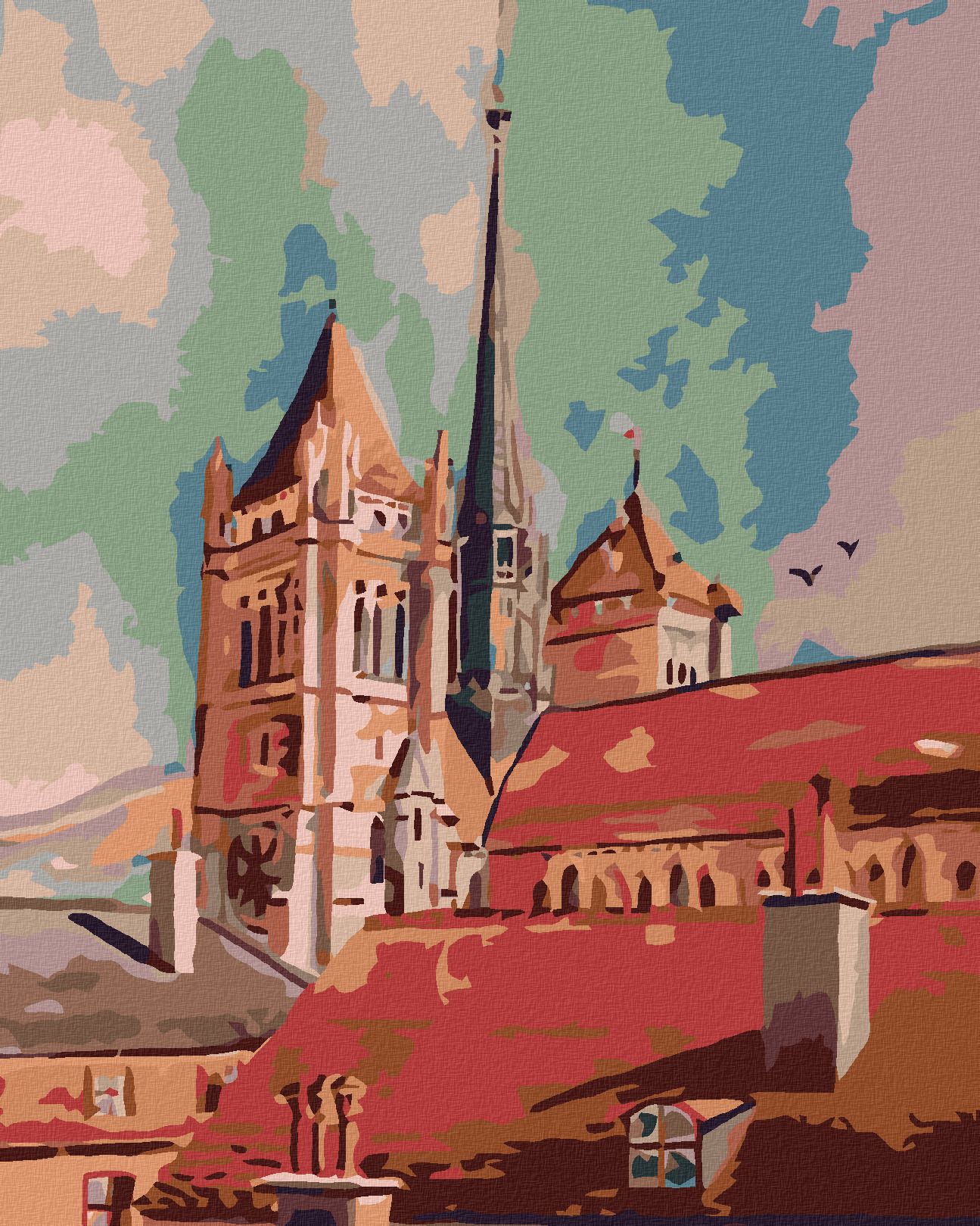 zuty Malování podle čísel - VĚŽE A STŘECHY - Rozměr: 40x50 cm, Rámování: Varianta: vypnuté plátno na rám - obrázek 1