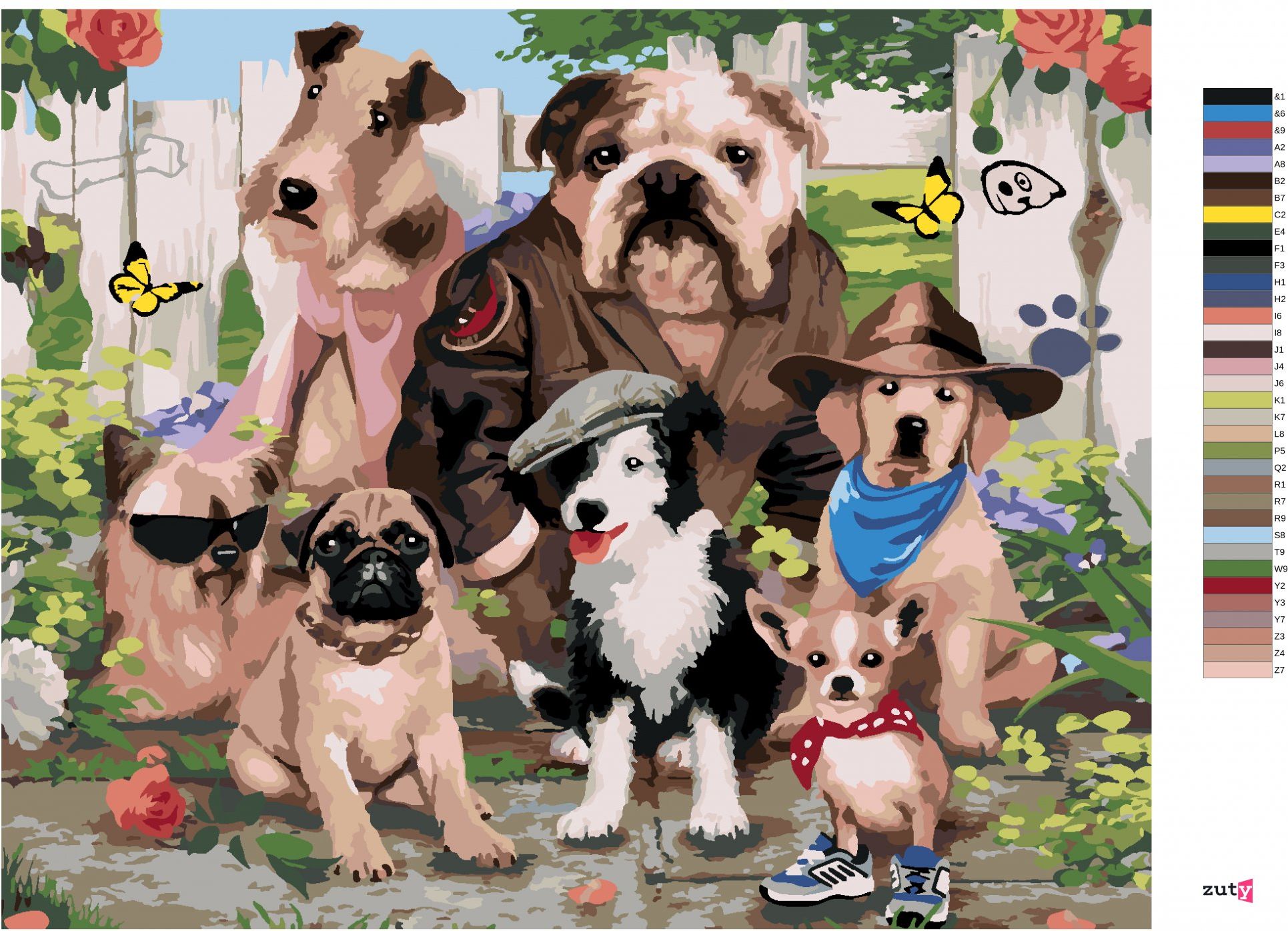 zuty Malování podle čísel - PSI VE SLUŠIVÉM OBLEČENÍ (HOWARD ROBINSON) - Rozměr: 40x50 cm, Rámování: Varianta: bez rámu a bez vypnutí plátna - obrázek 10