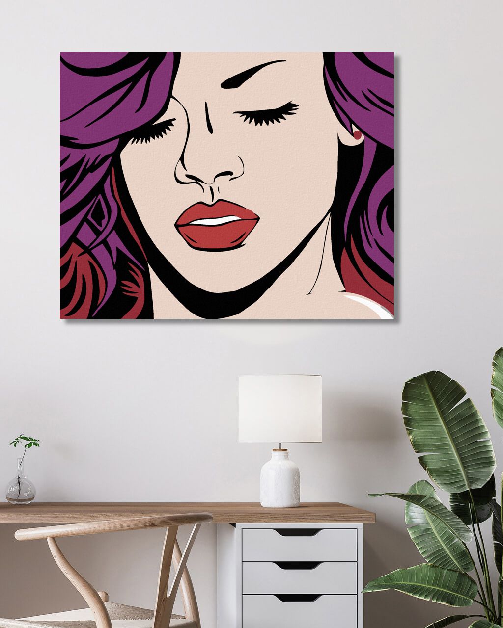 zuty Malování podle čísel - DÍVKA A FIALKOVÉ VLASY - Rozměr: 40x50 cm, Rámování: Varianta: bez rámu a bez vypnutí plátna - obrázek 3