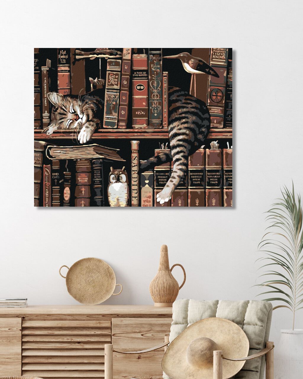 zuty Malování podle čísel - KOCOUR V KNIHOVNĚ - Rozměr: 40x50 cm, Rámování: Varianta: bez rámu a bez vypnutí plátna - obrázek 5