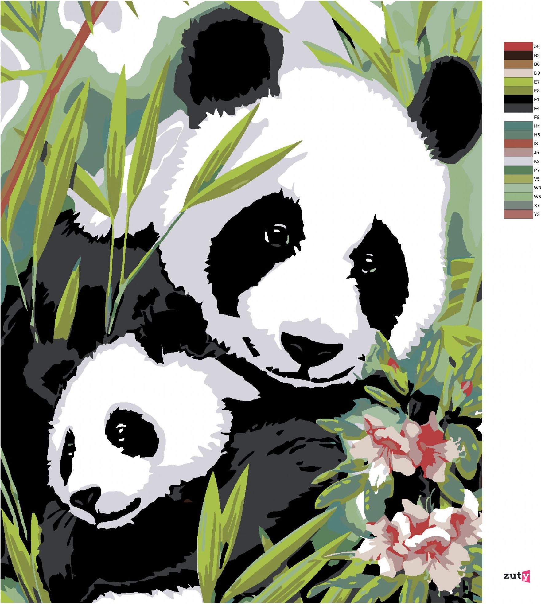 zuty Malování podle čísel - PANDA S MLÁDĚTEM - Rozměr: 40x50 cm, Rámování: Varianta: vypnuté plátno na rám - obrázek 9