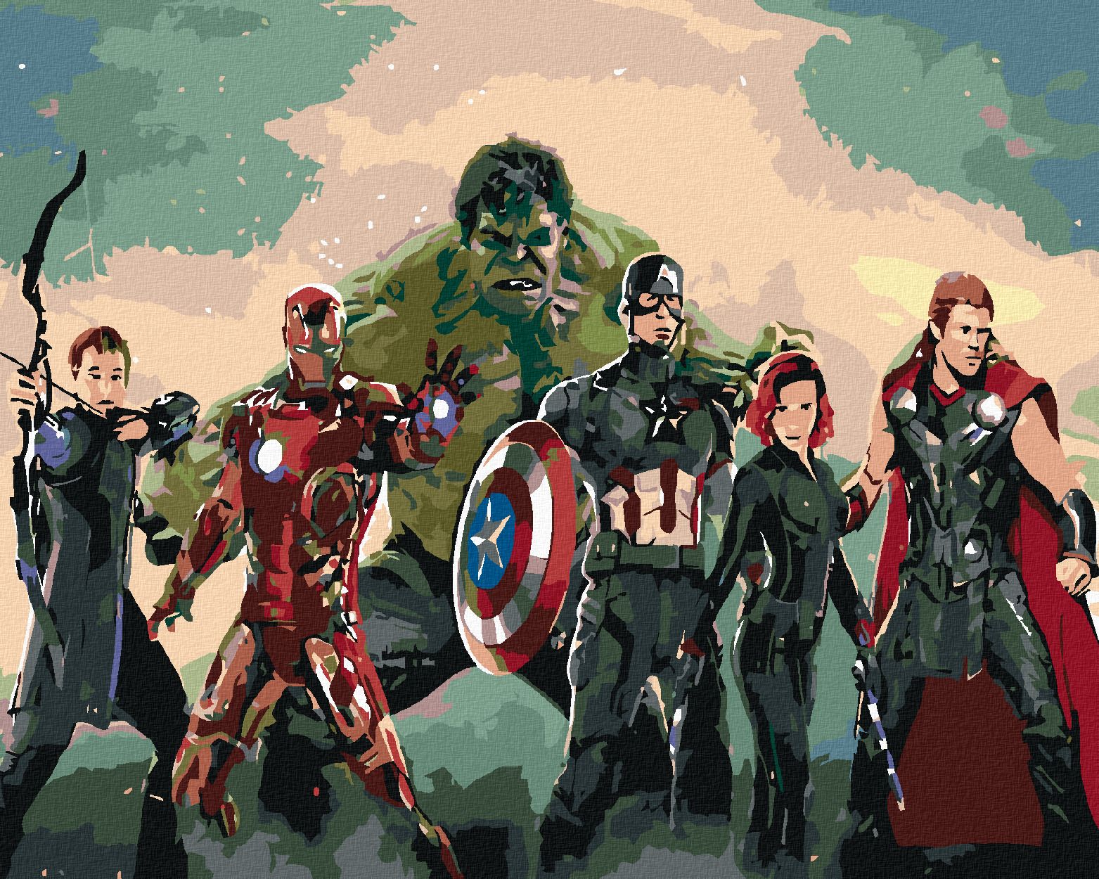zuty Malování podle čísel - AVENGERS ASSEMBLE - Rozměr: 40x50 cm, Rámování: Varianta: vypnuté plátno na rám - obrázek 1
