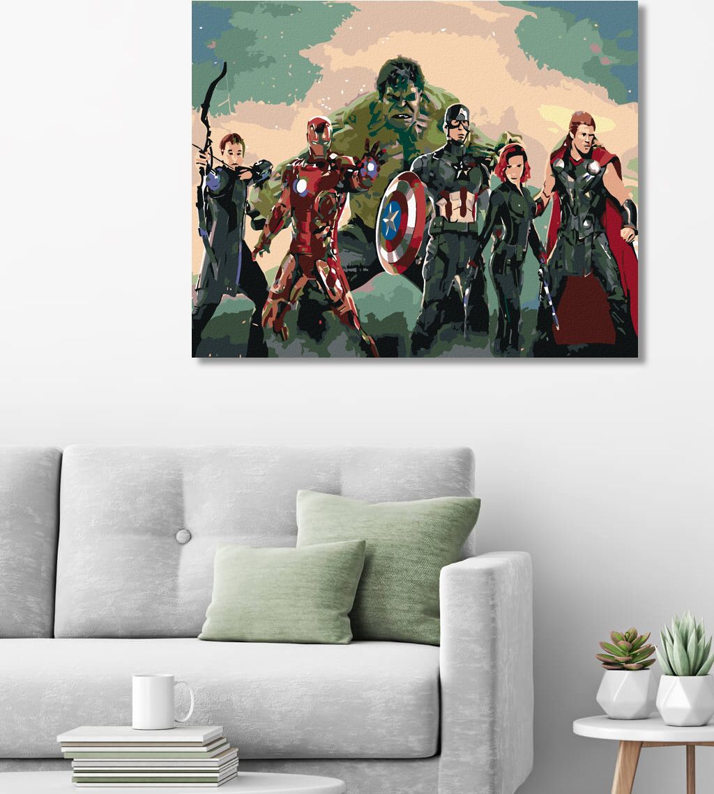 zuty Malování podle čísel - AVENGERS ASSEMBLE - Rozměr: 40x50 cm, Rámování: Varianta: vypnuté plátno na rám - obrázek 7
