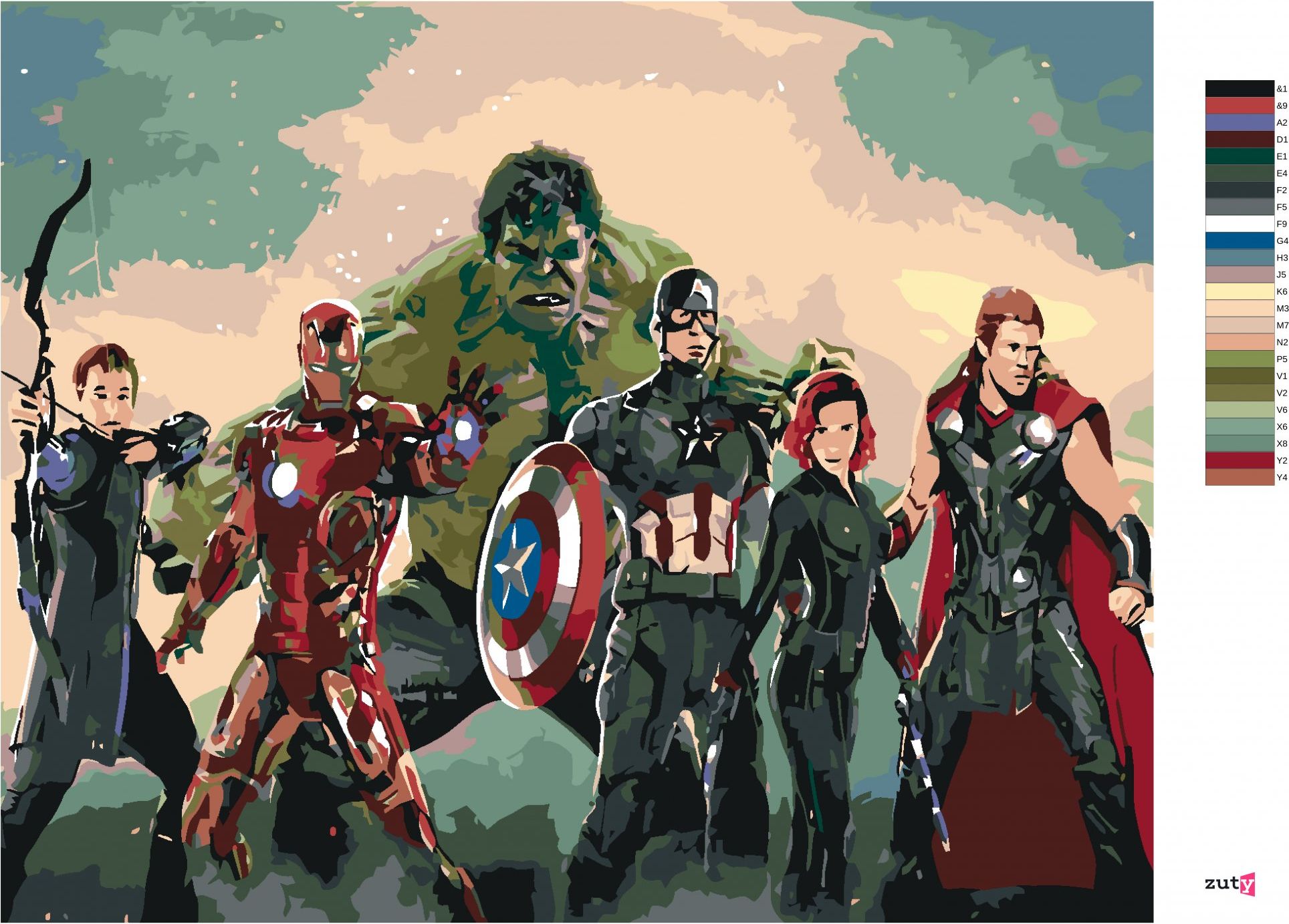 zuty Malování podle čísel - AVENGERS ASSEMBLE - Rozměr: 40x50 cm, Rámování: Varianta: vypnuté plátno na rám - obrázek 10