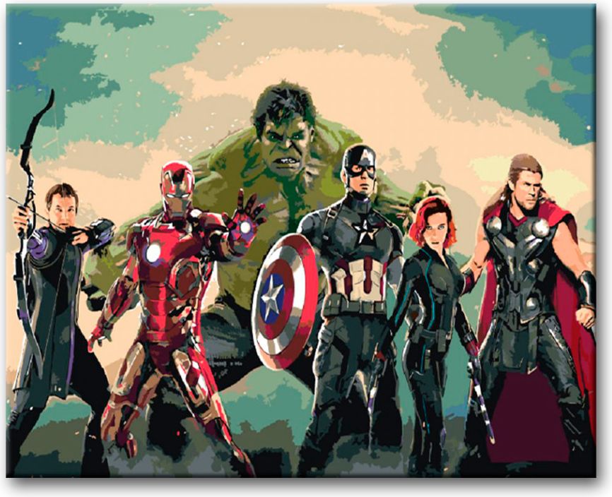 zuty Malování podle čísel - AVENGERS ASSEMBLE - Rozměr: 40x50 cm, Rámování: Varianta: vypnuté plátno na rám - obrázek 19