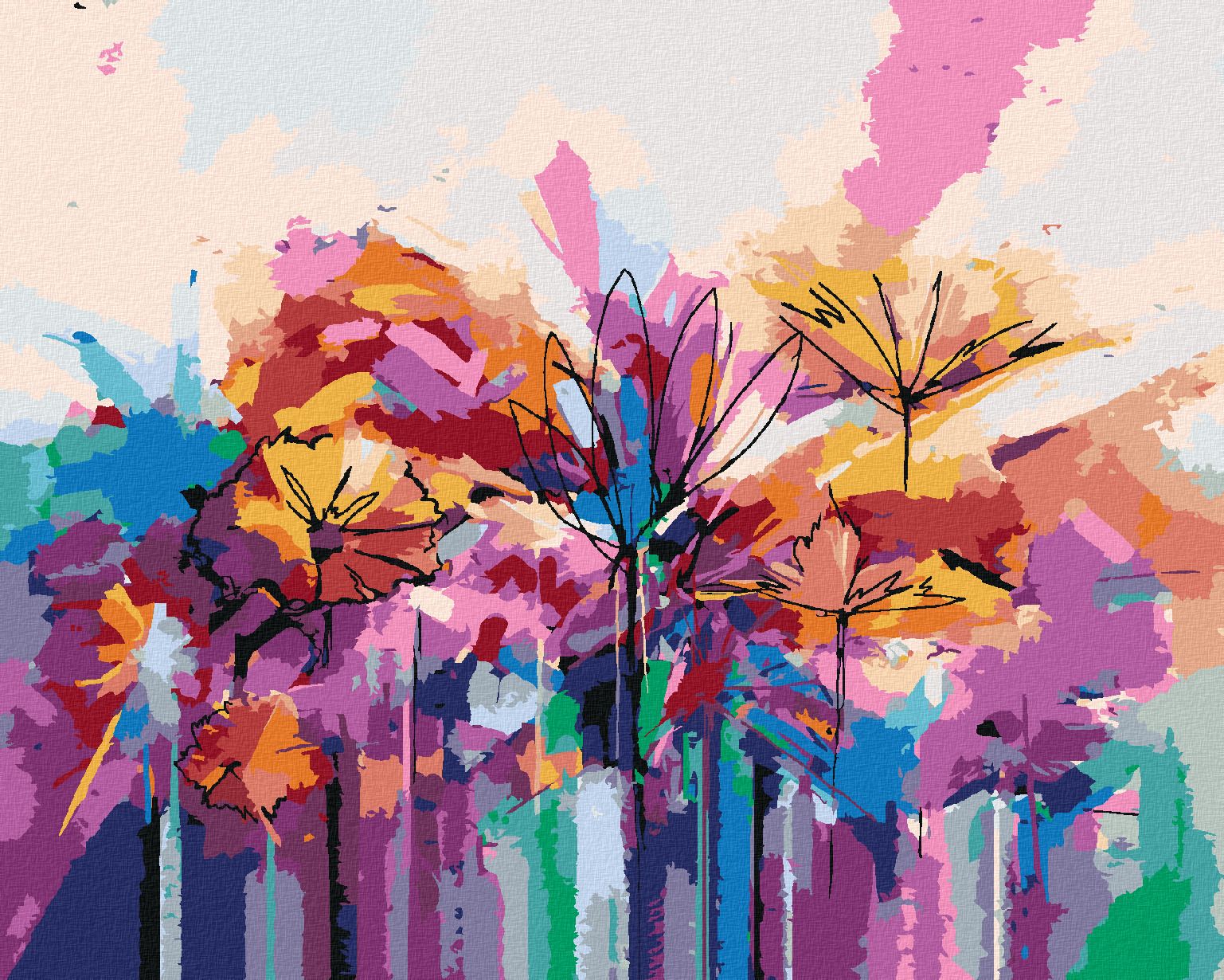 zuty Malování podle čísel - BAREVNÉ LETNÍ KVĚTINY - Rozměr: 40x50 cm, Rámování: Varianta: vypnuté plátno na rám - obrázek 1