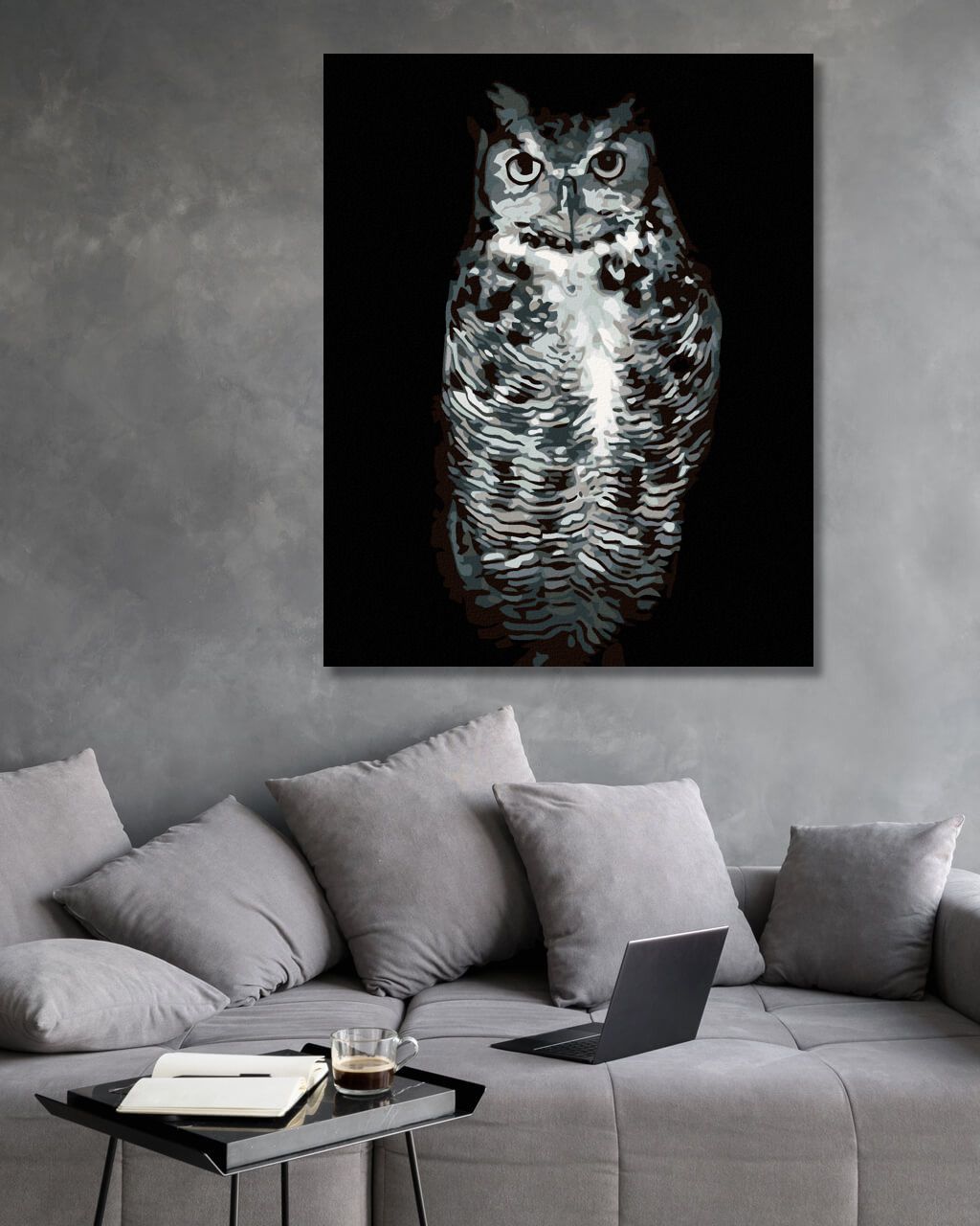 zuty Malování podle čísel - ČERNOBÍLÁ SOVA - Rozměr: 40x50 cm, Rámování: Varianta: bez rámu a bez vypnutí plátna - obrázek 2