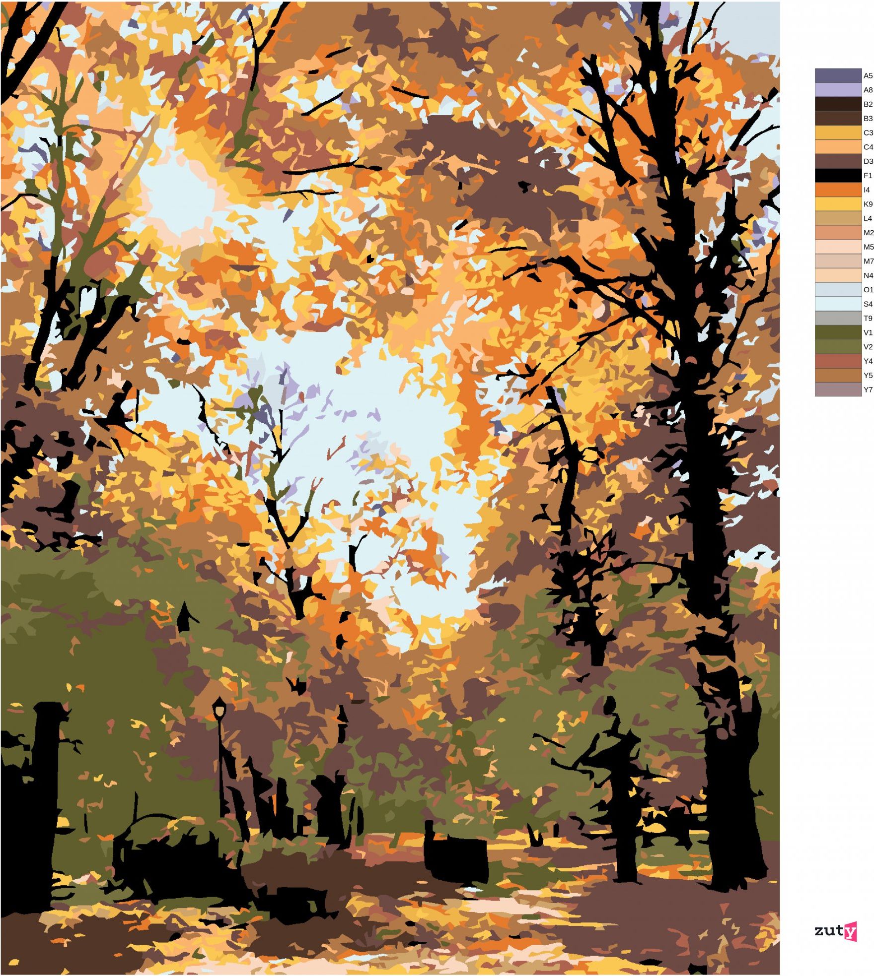 zuty Malování podle čísel - PODZIMNÍ STROMY - Rozměr: 40x50 cm, Rámování: Varianta: vypnuté plátno na rám - obrázek 4