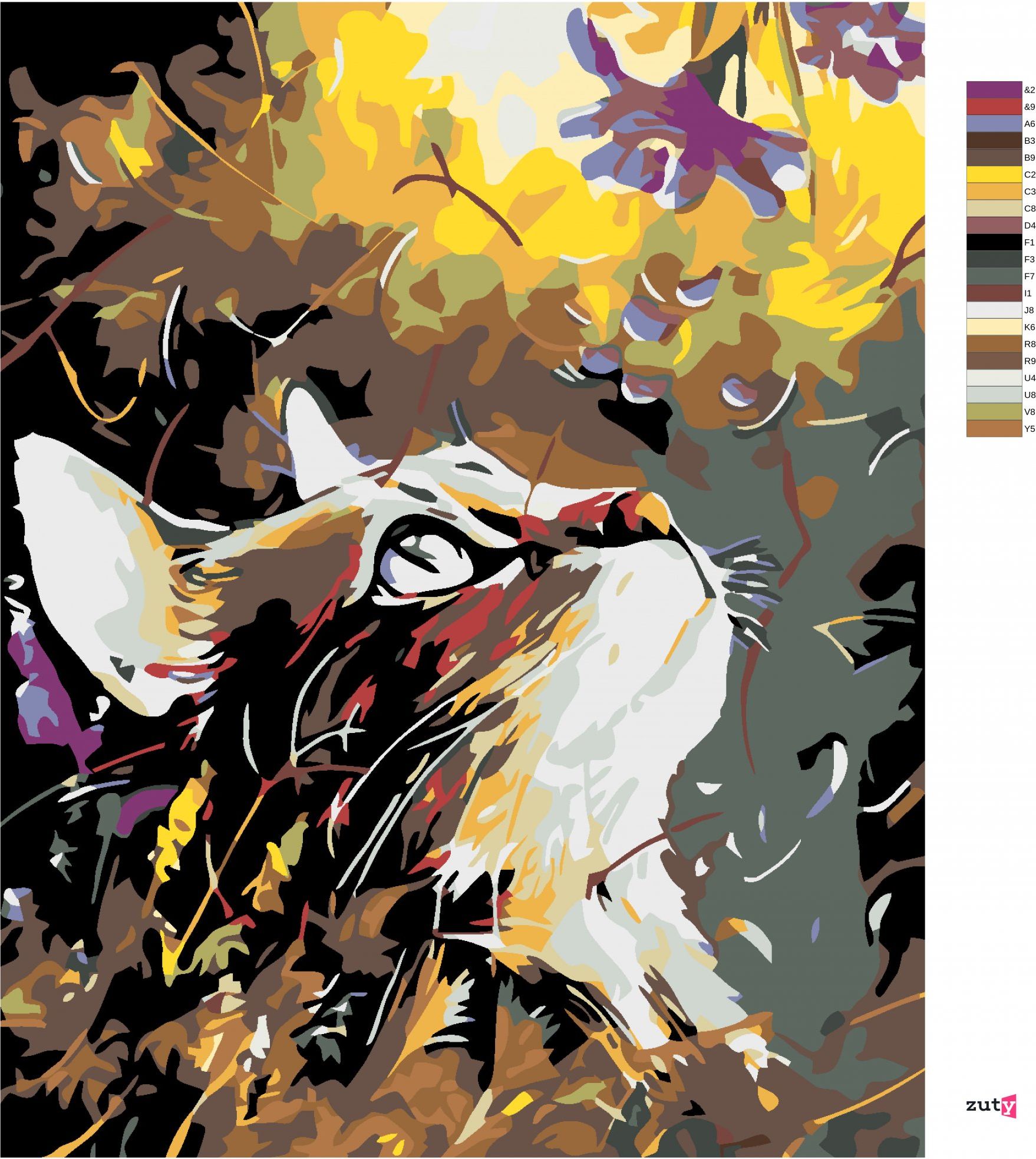 zuty Malování podle čísel - KOČKA V LUČNÍM KVÍTÍ - Rozměr: 40x50 cm, Rámování: Varianta: bez rámu a bez vypnutí plátna - obrázek 6