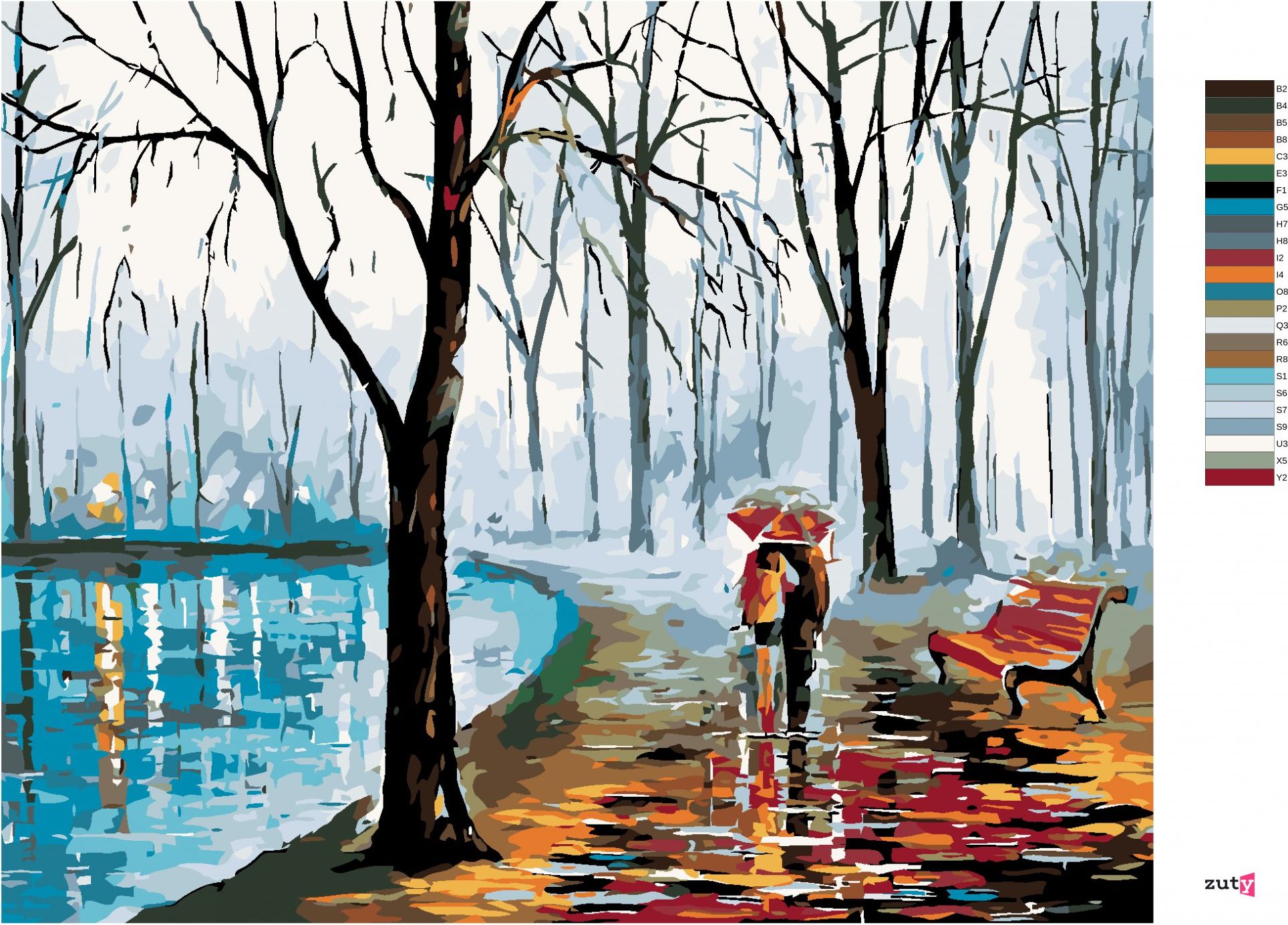 zuty Malování podle čísel - NA PROCHÁZCE U VODY - Rozměr: 40x50 cm, Rámování: Varianta: vypnuté plátno na rám - obrázek 2