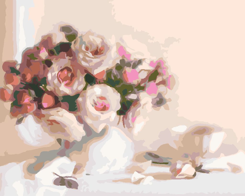 zuty Malování podle čísel - RŮŽE A ŠÁLEK ČAJE - Rozměr: 40x50 cm, Rámování: Varianta: vypnuté plátno na rám - obrázek 6