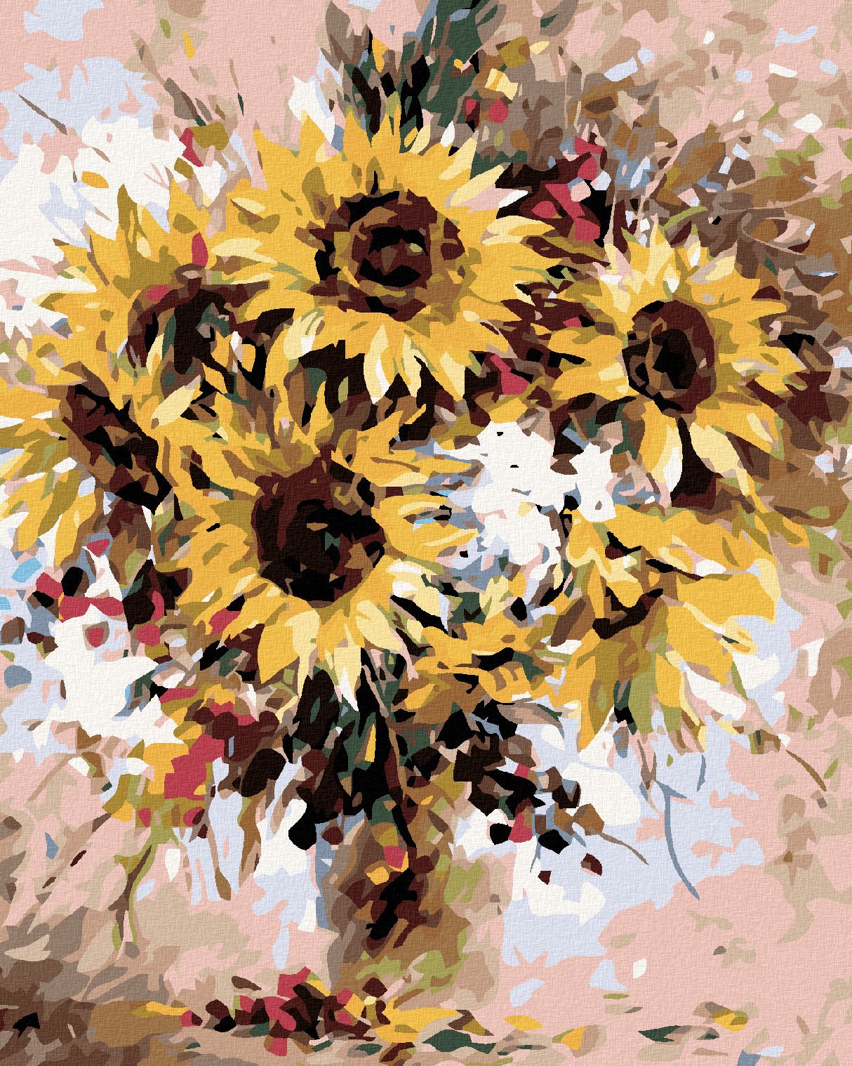 zuty Malování podle čísel - KYTICE SLUNEČNIC - Rozměr: 40x50 cm, Rámování: Varianta: vypnuté plátno na rám - obrázek 1