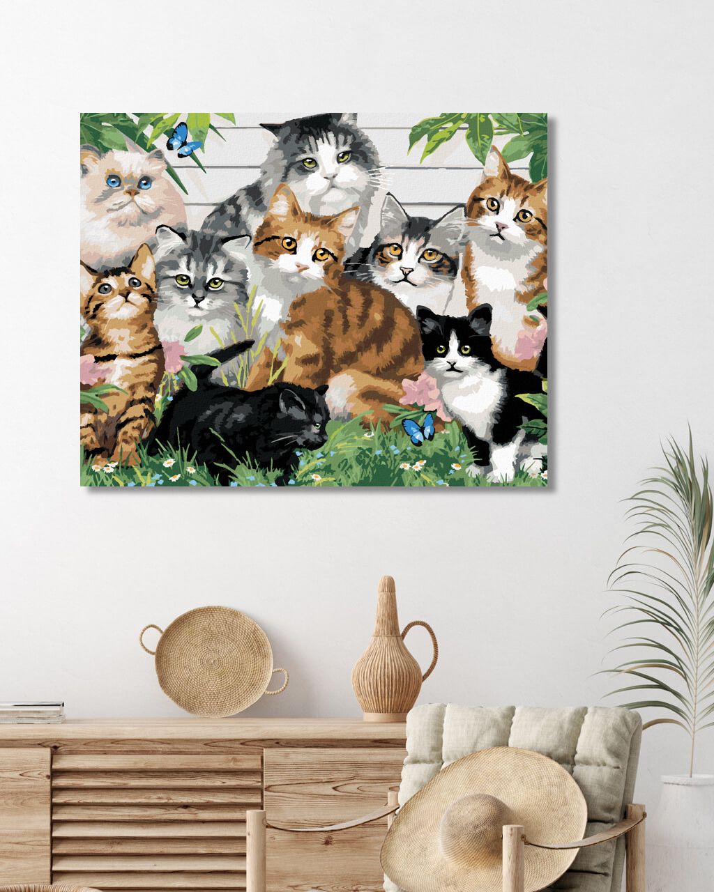 zuty Malování podle čísel - RŮZNOBAREVNÉ KOČKY PŘED DOMEM (HOWARD ROBINSON) - Rozměr: 40x50 cm, Rámování: Varianta: vypnuté plátno na rám - obrázek 9