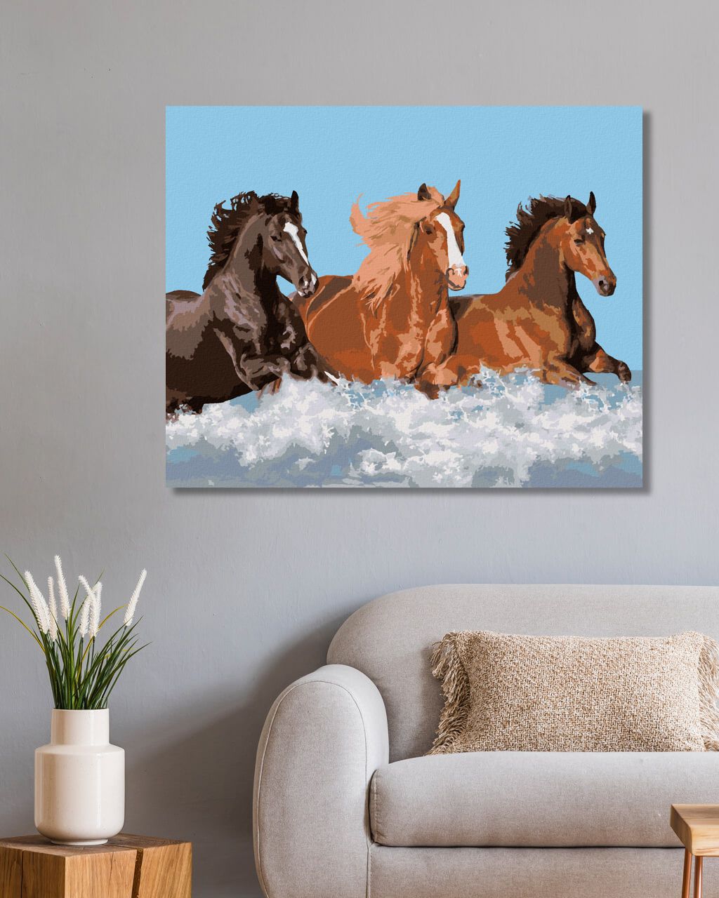 zuty Malování podle čísel - TŘI KONĚ VE VODĚ - Rozměr: 40x50 cm, Rámování: Varianta: bez rámu a bez vypnutí plátna - obrázek 8