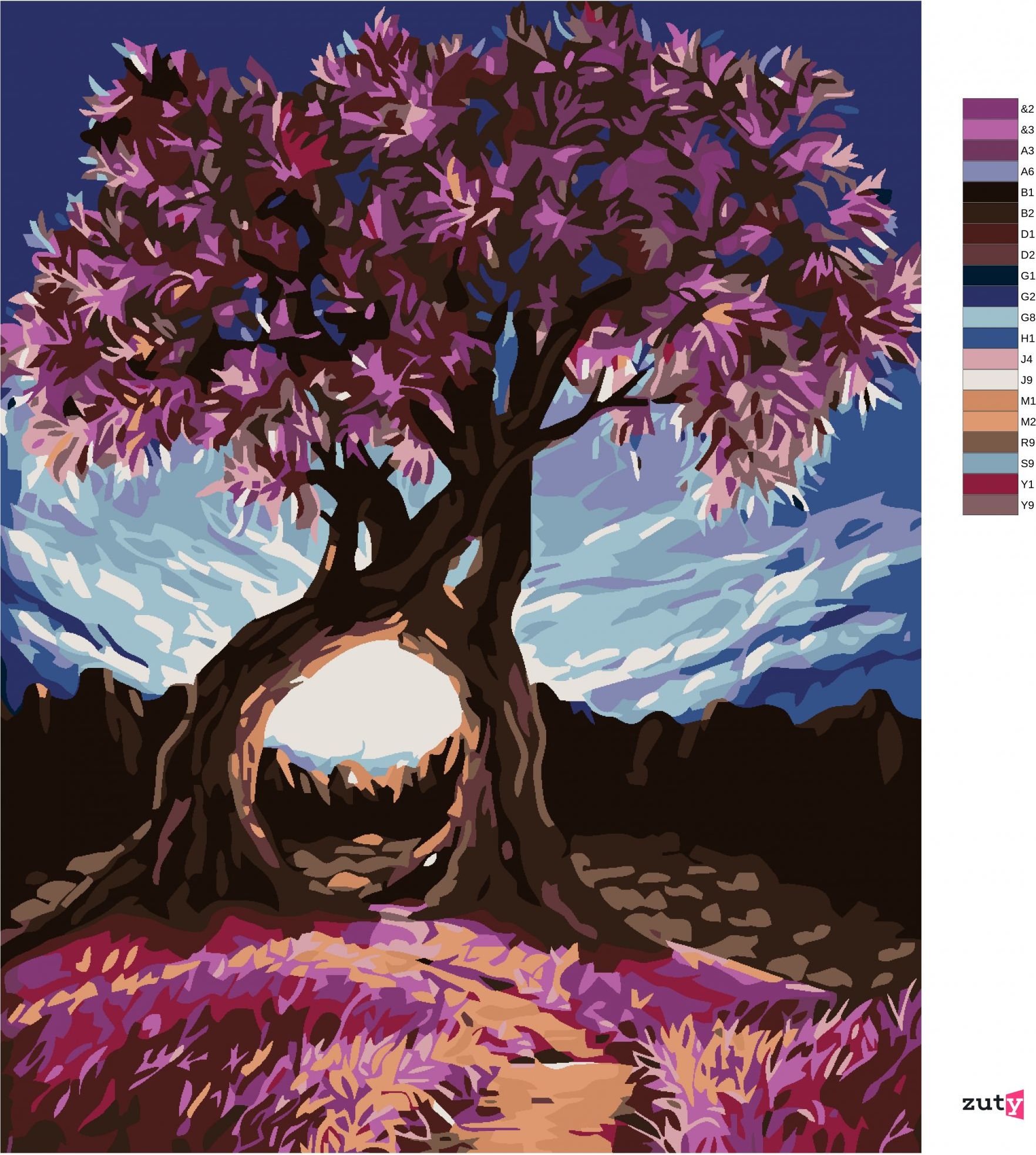zuty Malování podle čísel - ROMANTICKÉ STROMY - Rozměr: 40x50 cm, Rámování: Varianta: vypnuté plátno na rám - obrázek 12
