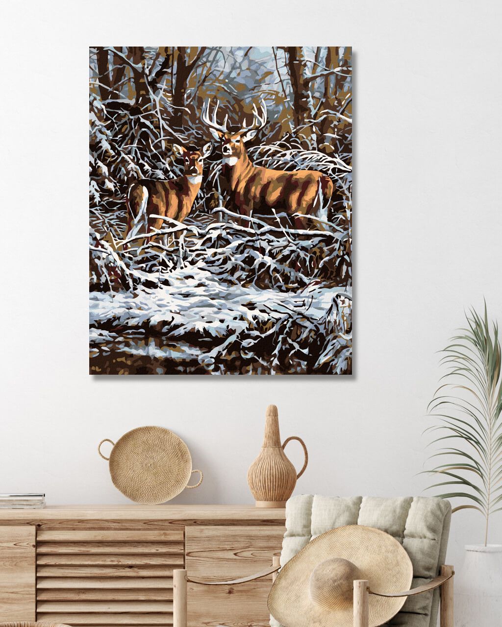 zuty Malování podle čísel - JELEN S LANÍ V ROŠTÍ - Rozměr: 40x50 cm, Rámování: Varianta: bez rámu a bez vypnutí plátna - obrázek 6