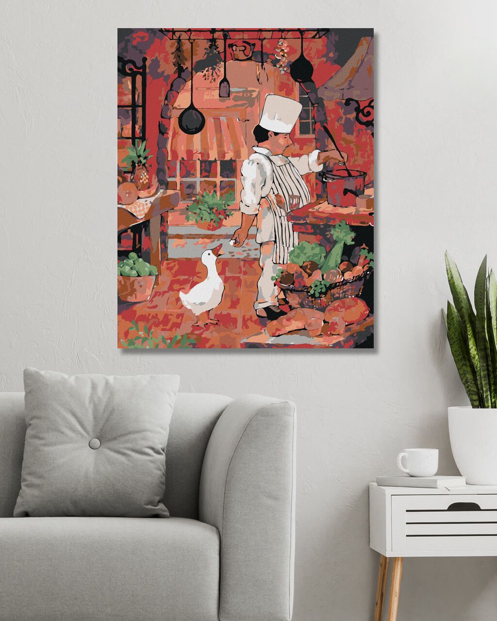 zuty Malování podle čísel - KUCHAŘ KRMÍCÍ HUSU - Rozměr: 40x50 cm, Rámování: Varianta: vypnuté plátno na rám - obrázek 6