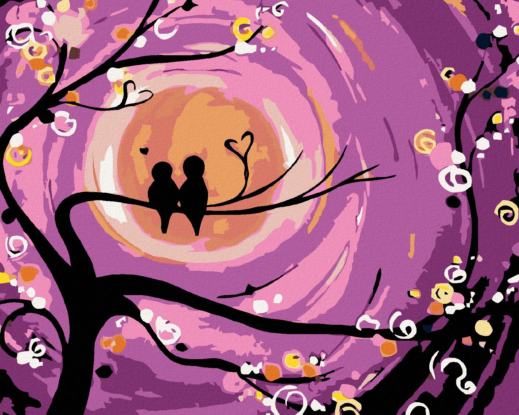 zuty Malování podle čísel - PTAČÍ ROMANCE - Rozměr: 40x50 cm, Rámování: Varianta: bez rámu a bez vypnutí plátna - obrázek 1