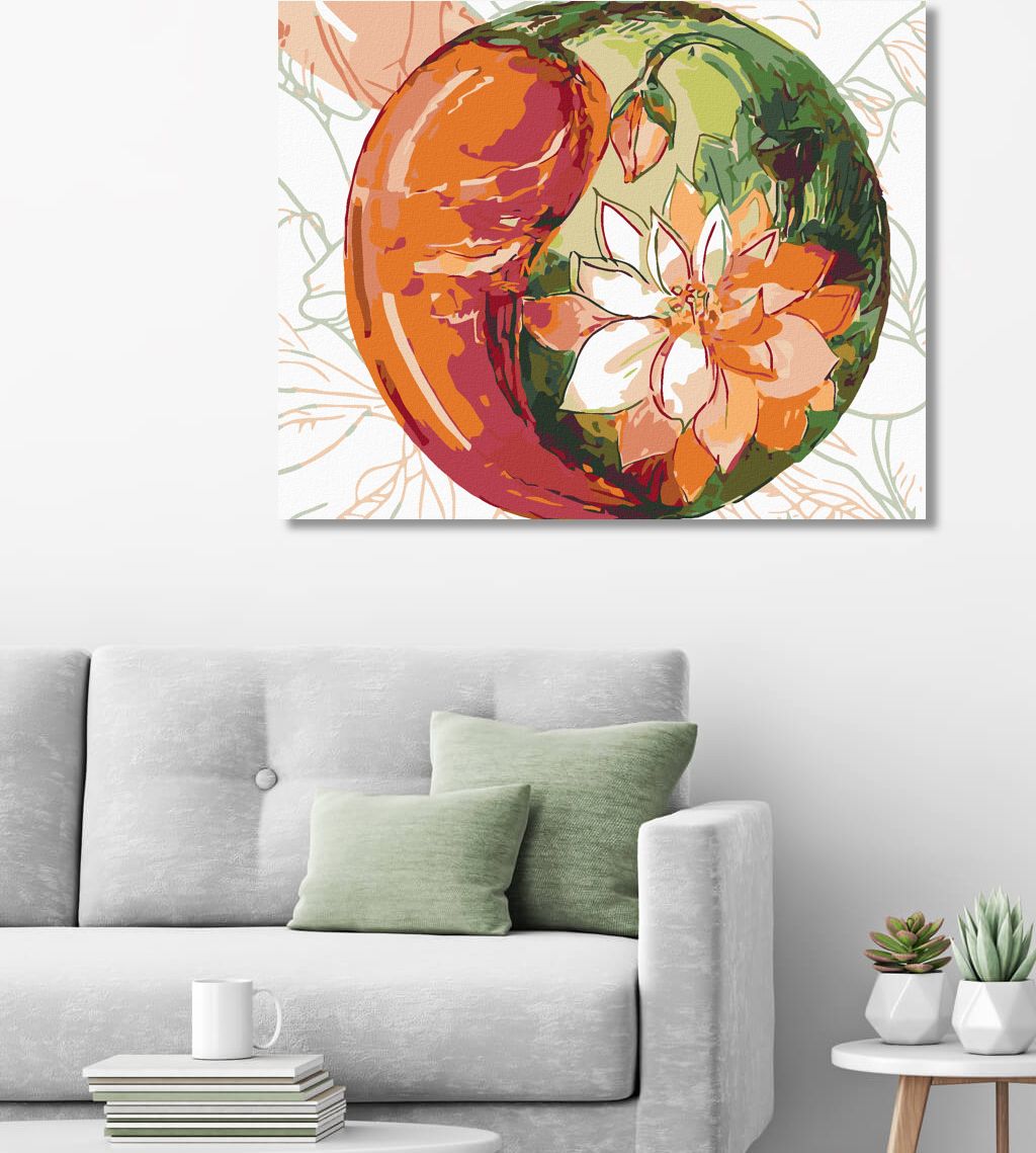 zuty Malování podle čísel - CHILLI A KVĚTINA - Rozměr: 40x50 cm, Rámování: Varianta: vypnuté plátno na rám - obrázek 2