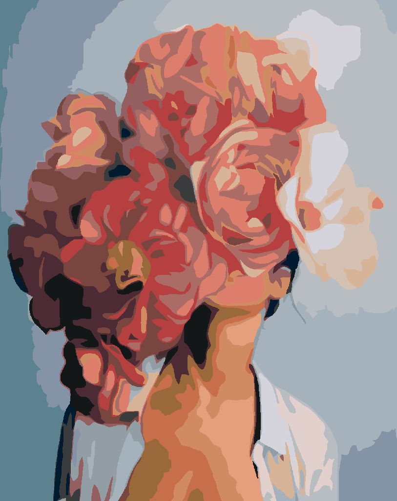zuty Malování podle čísel - ŽENA S ČERVENOU KVĚTINOU - Rozměr: 40x50 cm, Rámování: Varianta: bez rámu a bez vypnutí plátna - obrázek 3
