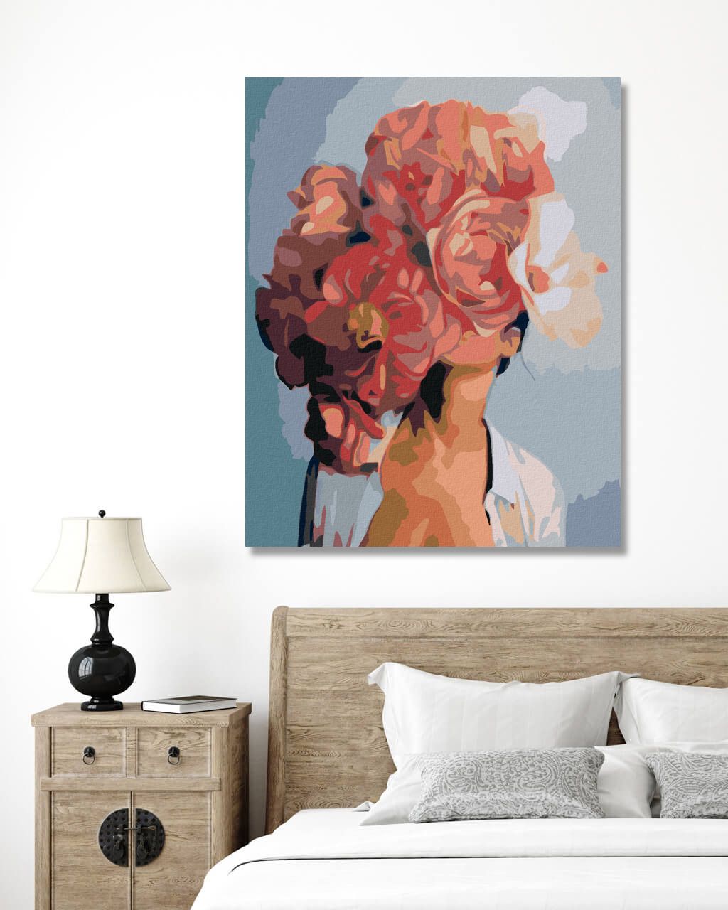 zuty Malování podle čísel - ŽENA S ČERVENOU KVĚTINOU - Rozměr: 40x50 cm, Rámování: Varianta: bez rámu a bez vypnutí plátna - obrázek 5