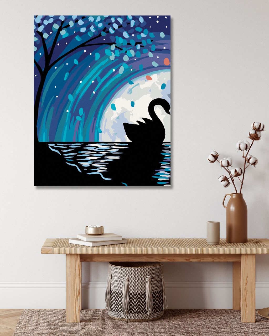 zuty Malování podle čísel - LABUŤ PŘI ÚPLŇKU II - Rozměr: 40x50 cm, Rámování: Varianta: vypnuté plátno na rám - obrázek 3