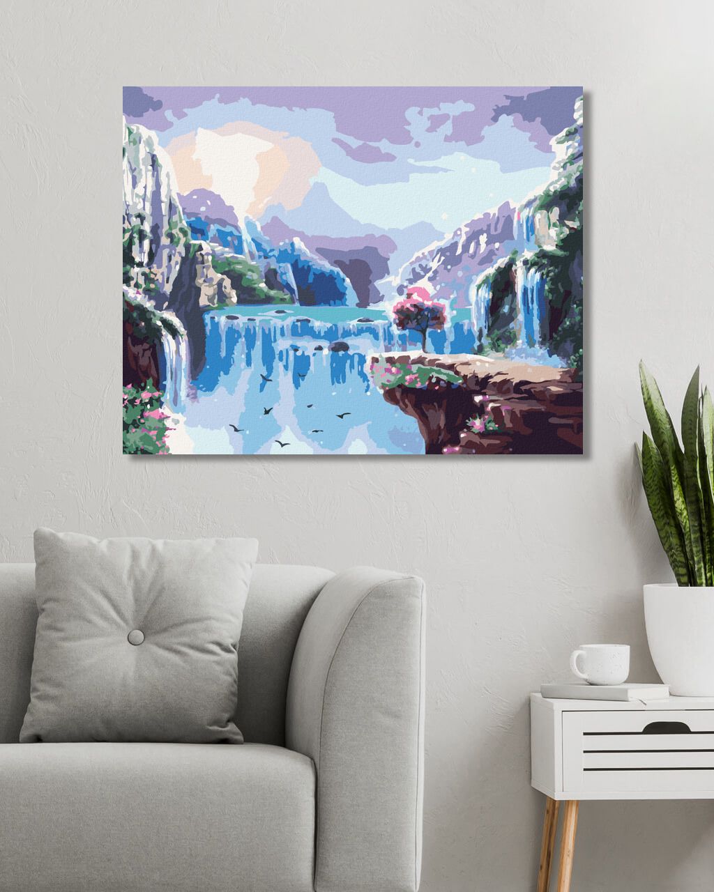 zuty Malování podle čísel - POHÁDKOVÁ KRAJINA S VODOPÁDY - Rozměr: 40x50 cm, Rámování: Varianta: bez rámu a bez vypnutí plátna - obrázek 4