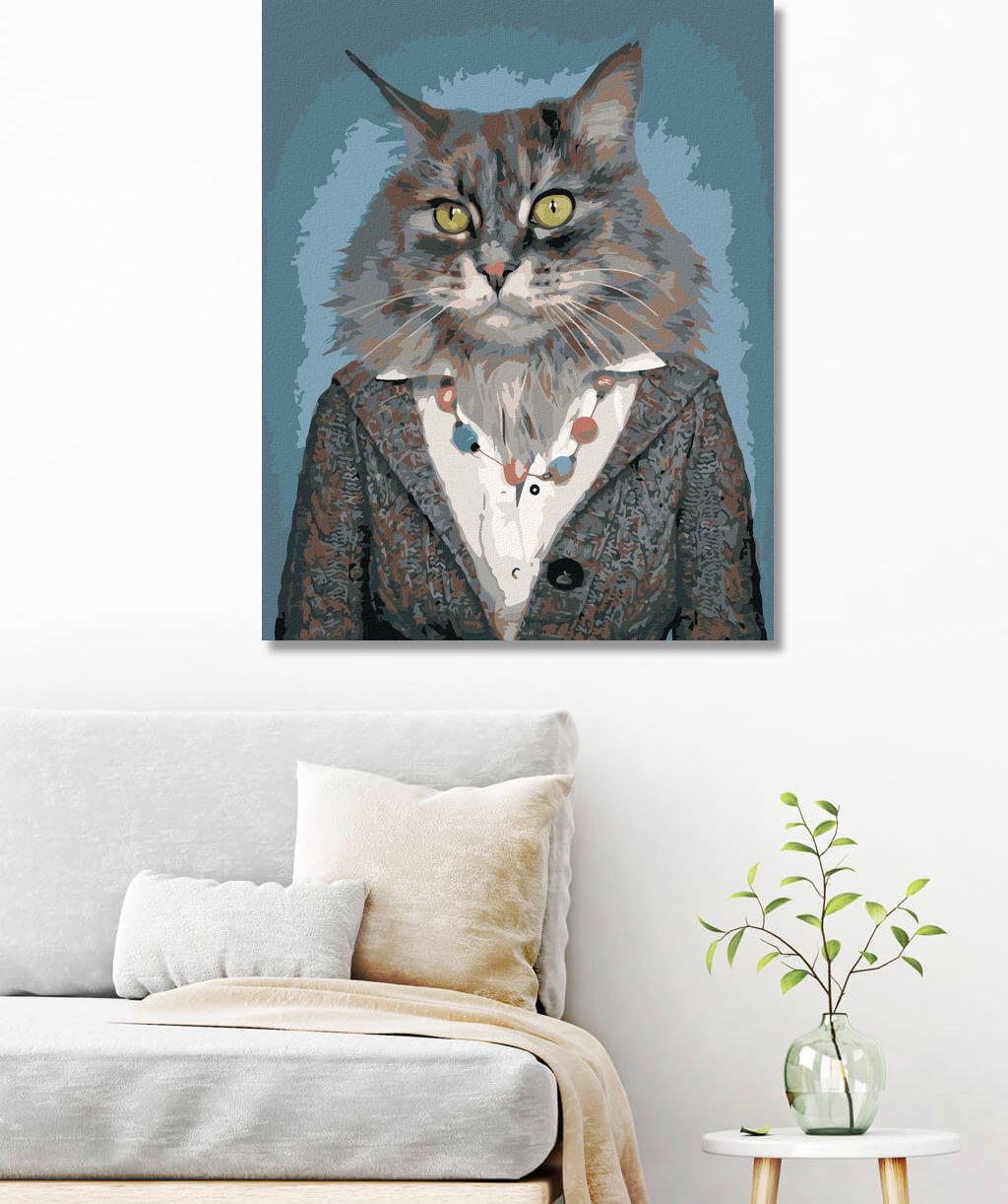zuty Malování podle čísel - KOČKA V OBLEČENÍ - Rozměr: 40x50 cm, Rámování: Varianta: vypnuté plátno na rám - obrázek 2
