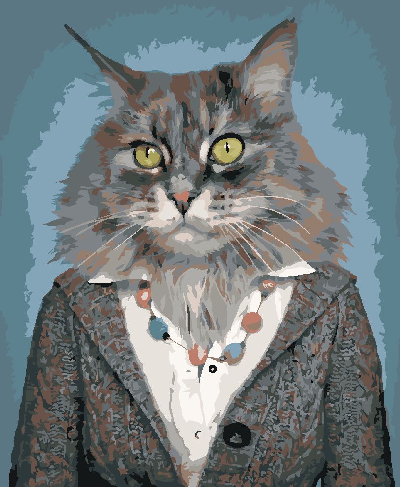 zuty Malování podle čísel - KOČKA V OBLEČENÍ - Rozměr: 40x50 cm, Rámování: Varianta: vypnuté plátno na rám - obrázek 3