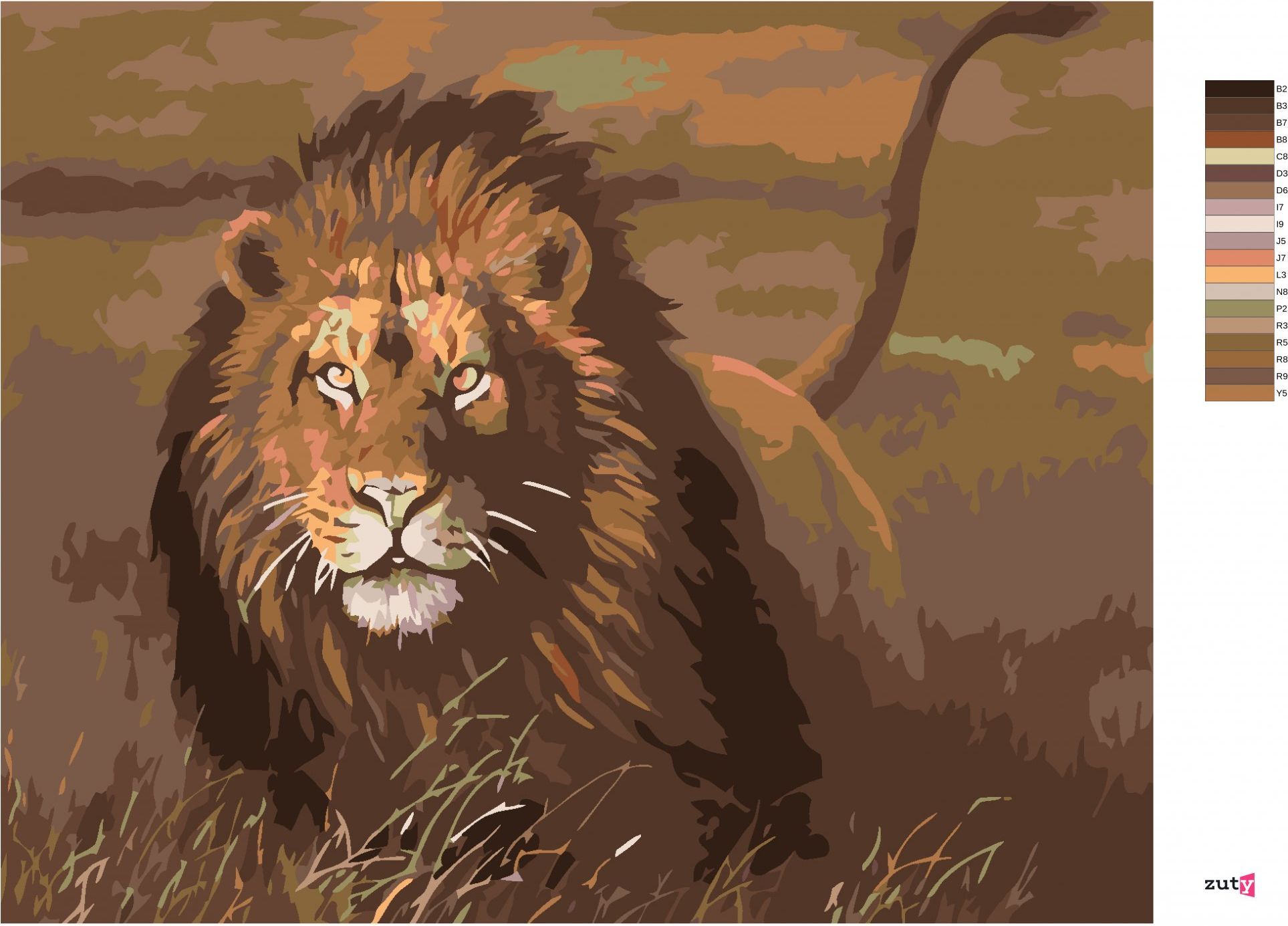 zuty Malování podle čísel - LEV V SAVANĚ - Rozměr: 40x50 cm, Rámování: Varianta: bez rámu a bez vypnutí plátna - obrázek 10