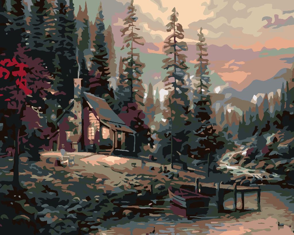 zuty Malování podle čísel - SRUB - Rozměr: 40x50 cm, Rámování: Varianta: bez rámu a bez vypnutí plátna - obrázek 2