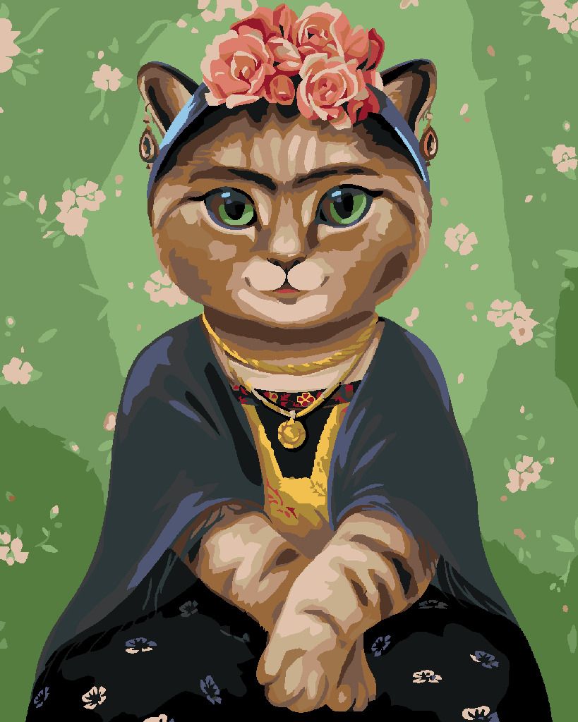 zuty Malování podle čísel - FRIDA KAHLO JAKO KOČKA - Rozměr: 40x50 cm, Rámování: Varianta: bez rámu a bez vypnutí plátna - obrázek 8
