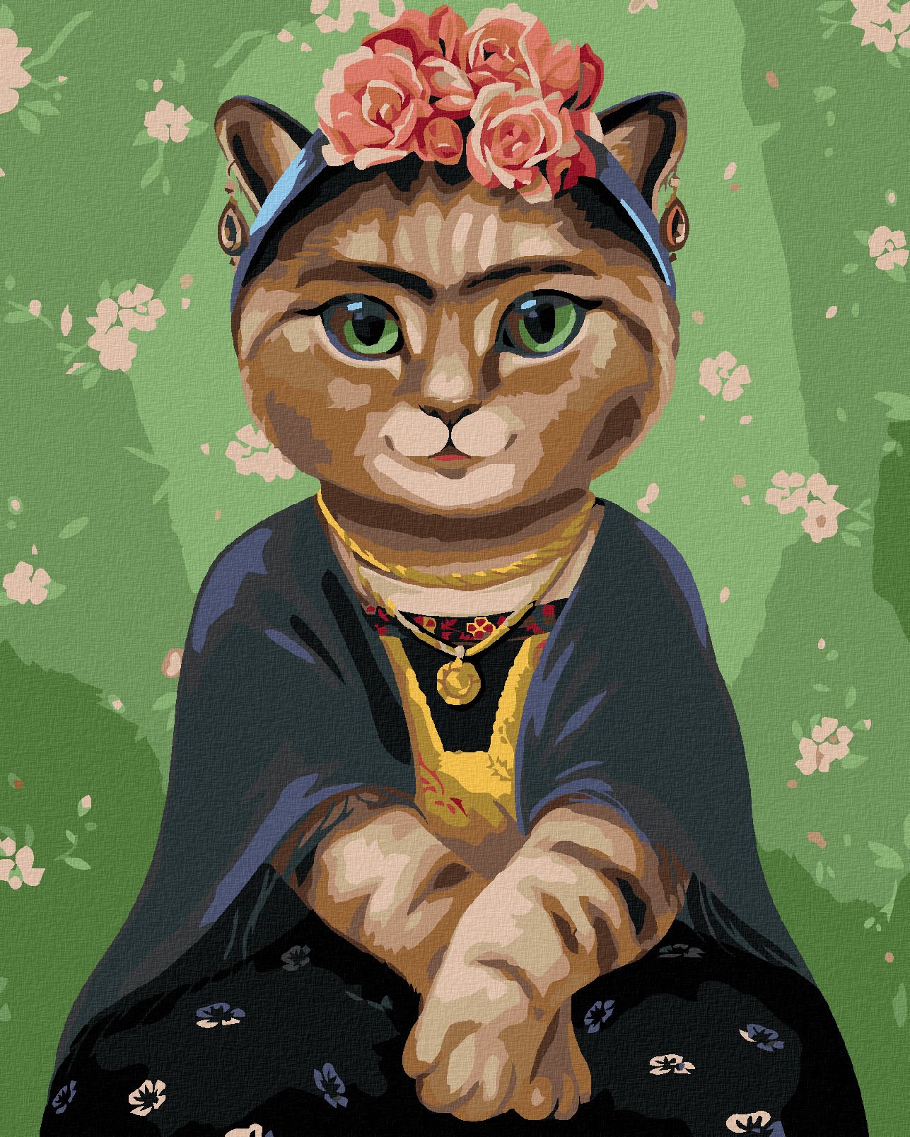 zuty Malování podle čísel - FRIDA KAHLO JAKO KOČKA - Rozměr: 40x50 cm, Rámování: Varianta: vypnuté plátno na rám - obrázek 1