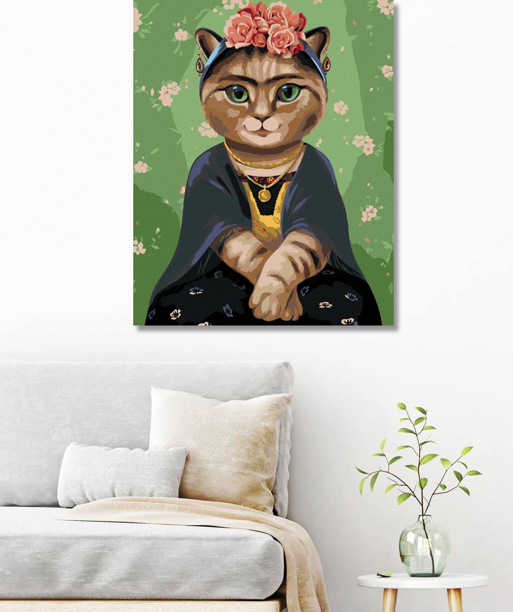zuty Malování podle čísel - FRIDA KAHLO JAKO KOČKA - Rozměr: 40x50 cm, Rámování: Varianta: vypnuté plátno na rám - obrázek 3
