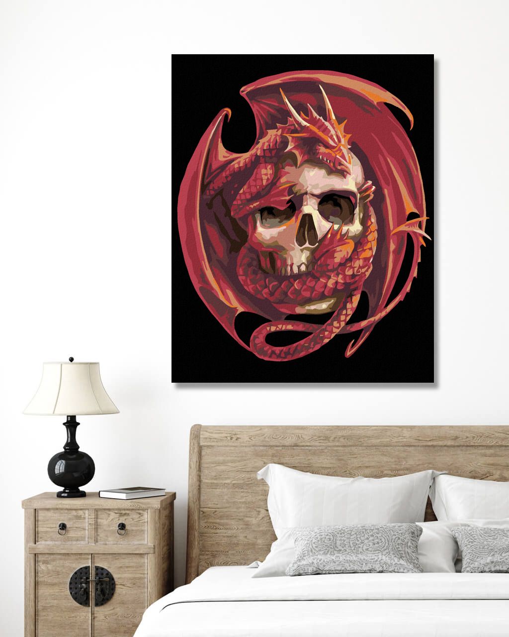 zuty Malování podle čísel - LEBKA S DRAKEM - Rozměr: 40x50 cm, Rámování: Varianta: bez rámu a bez vypnutí plátna - obrázek 5