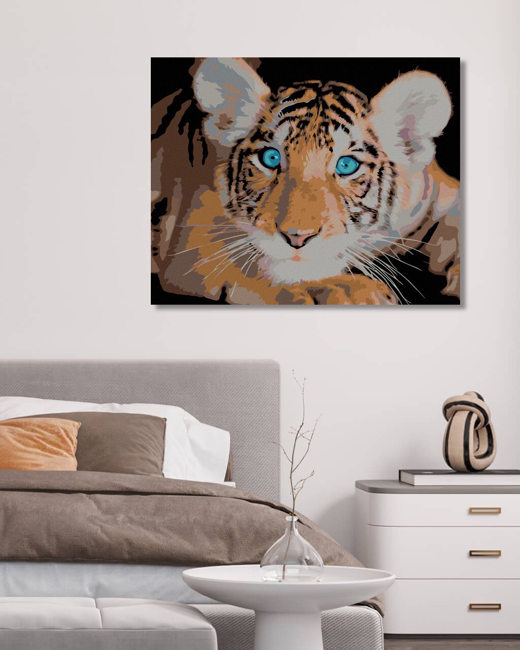 zuty Malování podle čísel - TYGŘÍK MODROOČKO - Rozměr: 40x50 cm, Rámování: Varianta: vypnuté plátno na rám - obrázek 2