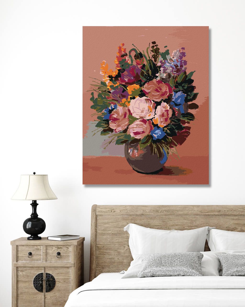 zuty Malování podle čísel - KYTICE KVĚTIN NA ORANŽOVÉM POZADÍ - Rozměr: 40x50 cm, Rámování: Varianta: bez rámu a bez vypnutí plátna - obrázek 8