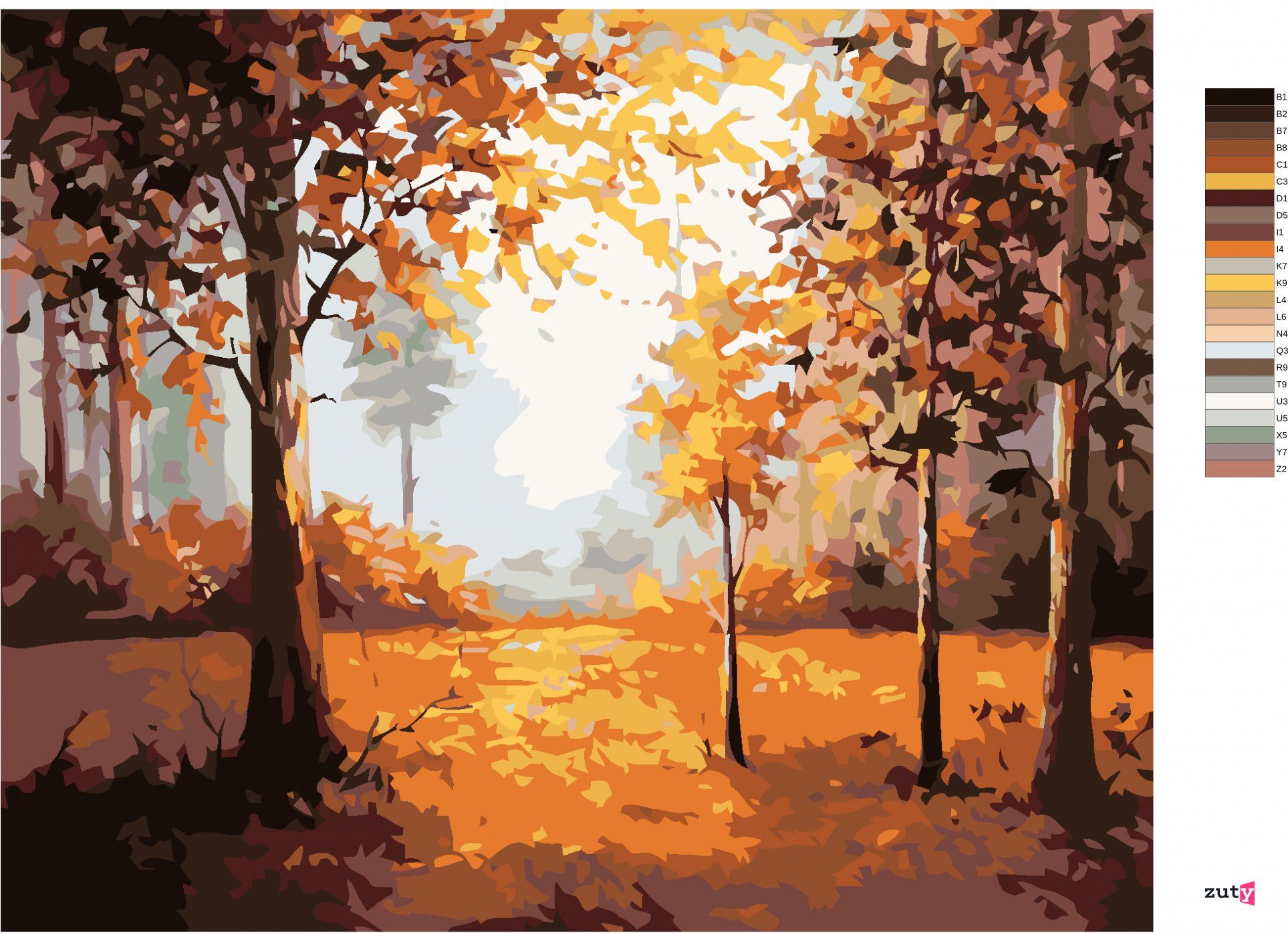 zuty Malování podle čísel - PODZIMNÍ LES - Rozměr: 40x50 cm, Rámování: Varianta: vypnuté plátno na rám - obrázek 10