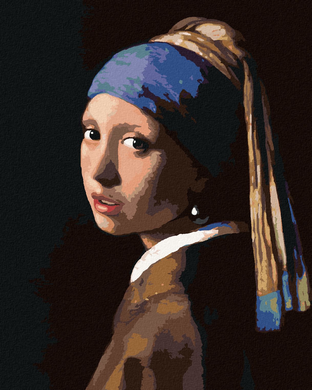 zuty Malování podle čísel - DÍVKA S PERLOU (J. VERMEER) - Rozměr: 40x50 cm, Rámování: Varianta: bez rámu a bez vypnutí plátna - obrázek 1