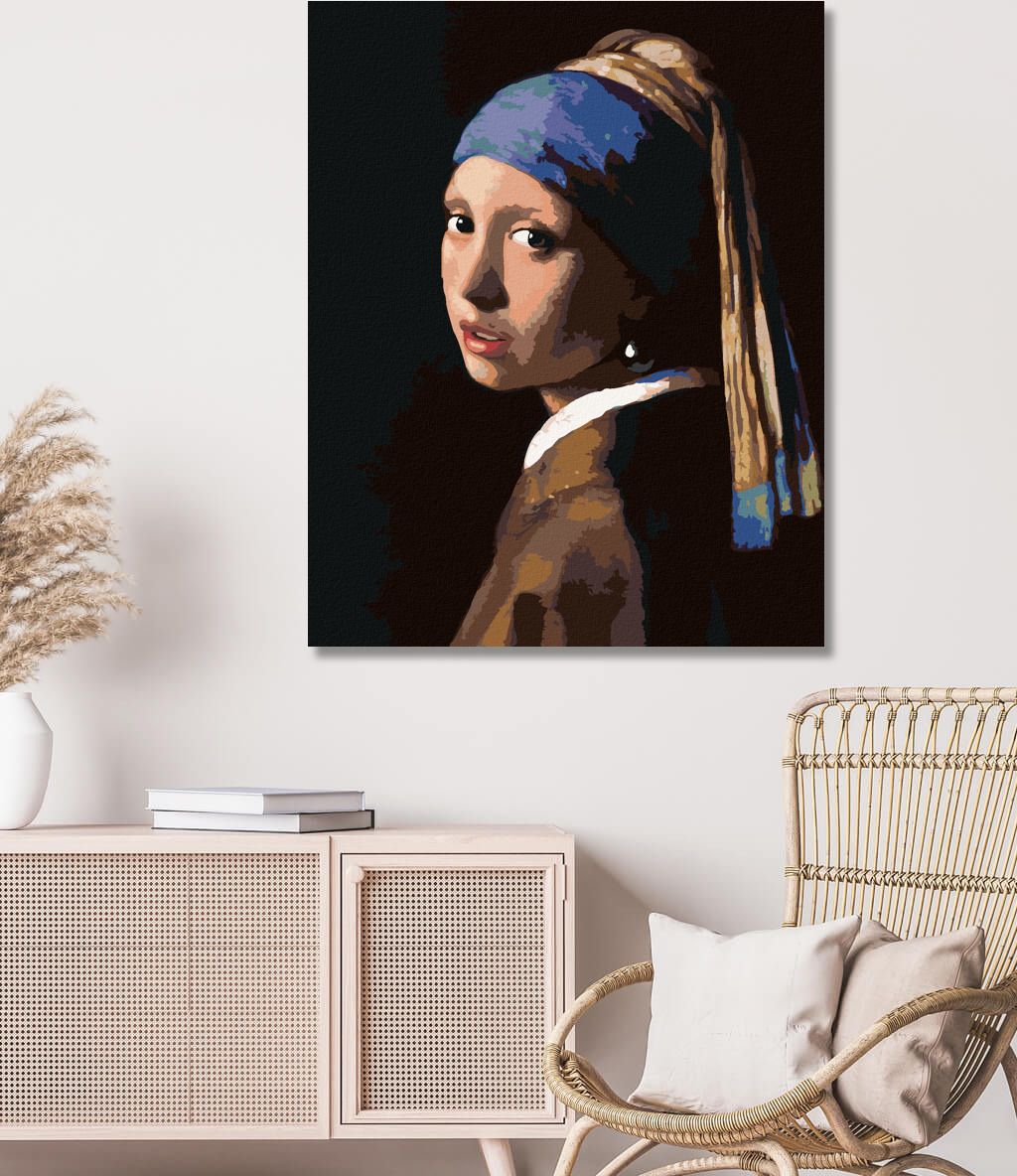 zuty Malování podle čísel - DÍVKA S PERLOU (J. VERMEER) - Rozměr: 40x50 cm, Rámování: Varianta: bez rámu a bez vypnutí plátna - obrázek 2