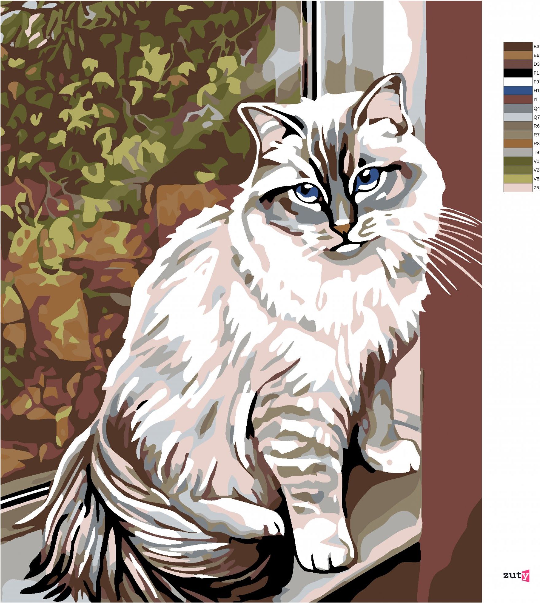 zuty Malování podle čísel - BÍLÁ KOČKA V OKNĚ - Rozměr: 40x50 cm, Rámování: Varianta: bez rámu a bez vypnutí plátna - obrázek 5