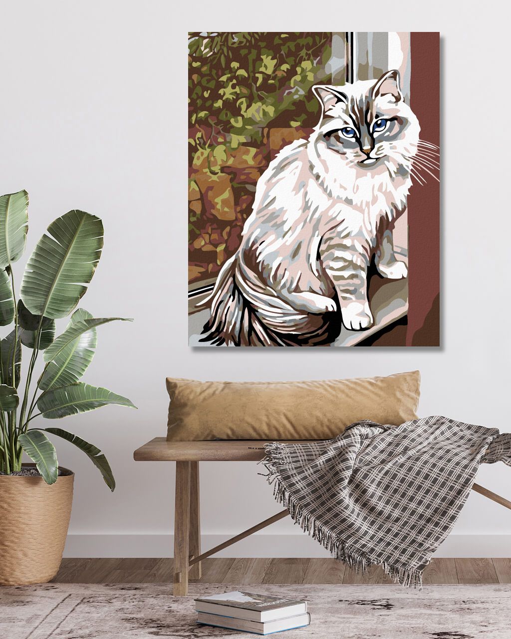 zuty Malování podle čísel - BÍLÁ KOČKA V OKNĚ - Rozměr: 40x50 cm, Rámování: Varianta: vypnuté plátno na rám - obrázek 3