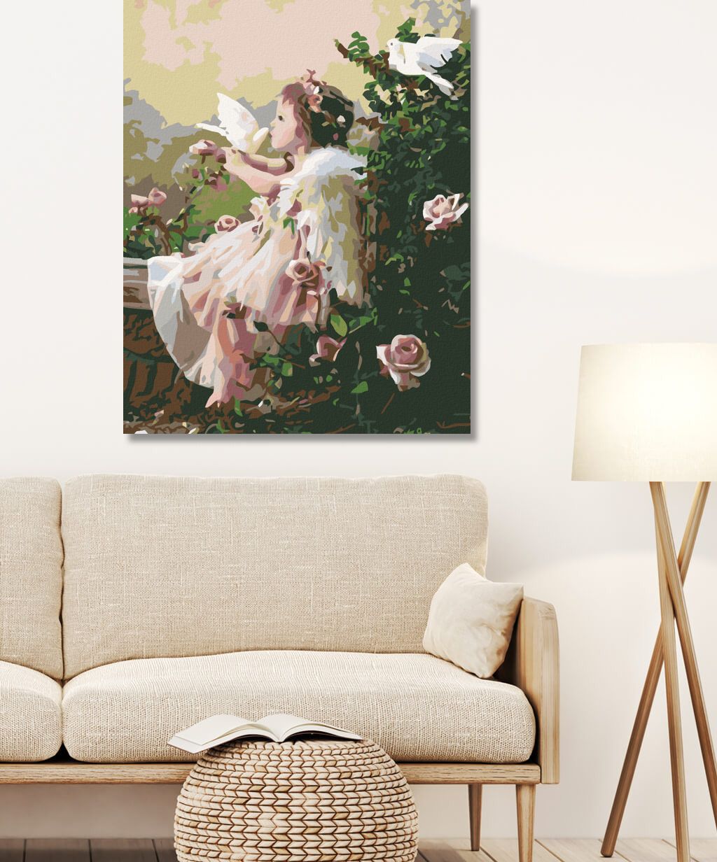 zuty Malování podle čísel - ANDĚL V RŮŽÍCH - Rozměr: 40x50 cm, Rámování: Varianta: bez rámu a bez vypnutí plátna - obrázek 7