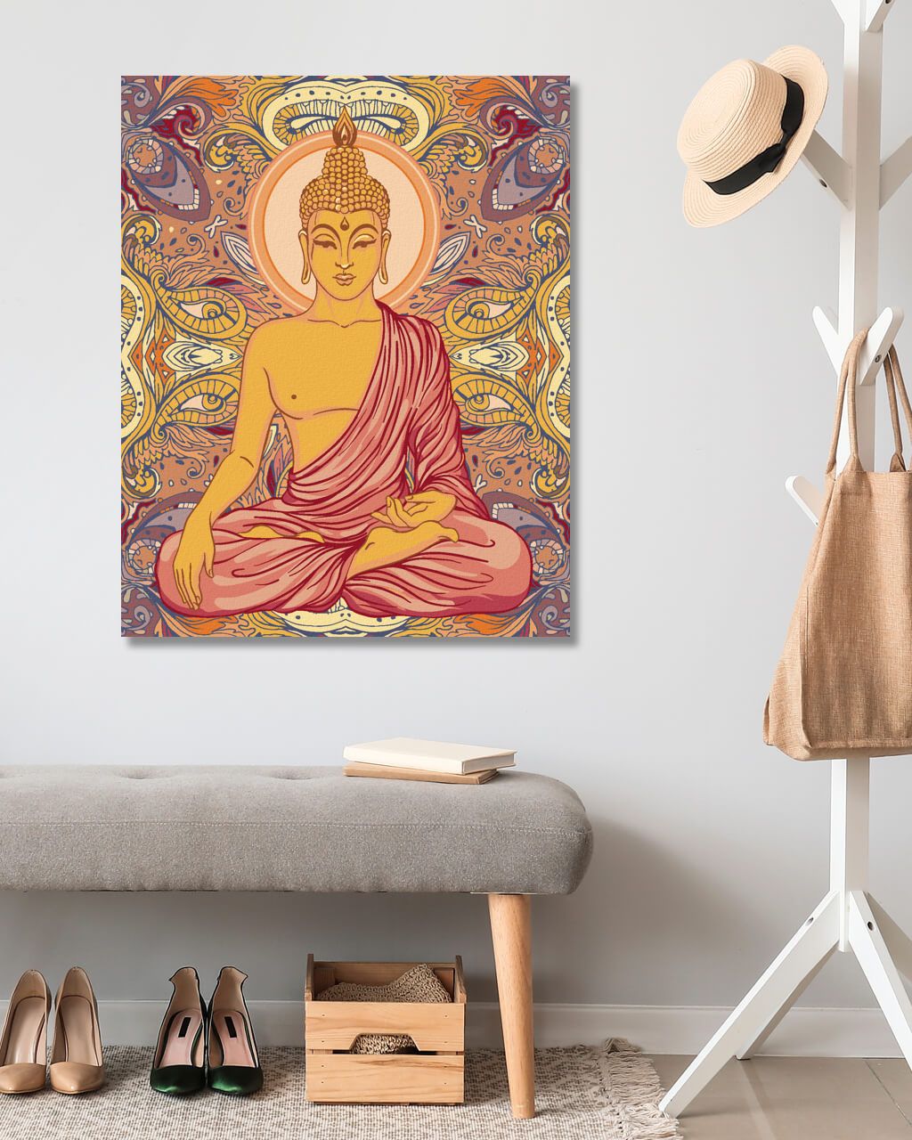 zuty Malování podle čísel - BUDDHA A ORNAMENTY - Rozměr: 40x50 cm, Rámování: Varianta: vypnuté plátno na rám - obrázek 3
