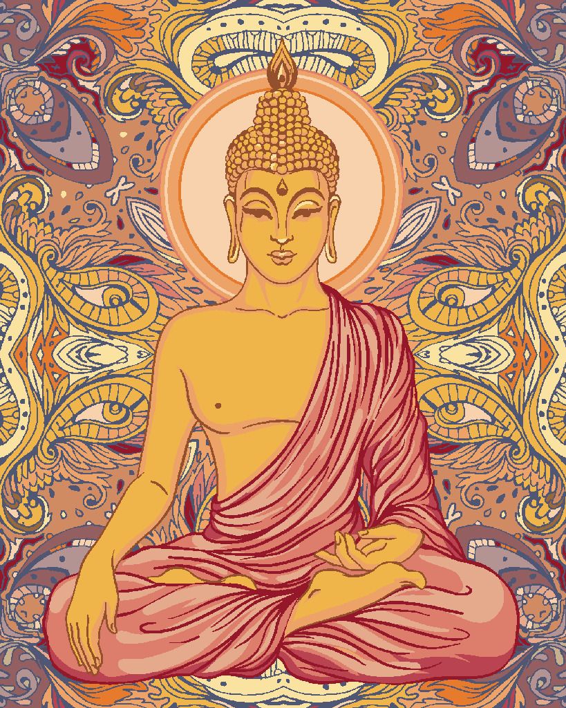 zuty Malování podle čísel - BUDDHA A ORNAMENTY - Rozměr: 40x50 cm, Rámování: Varianta: vypnuté plátno na rám - obrázek 4