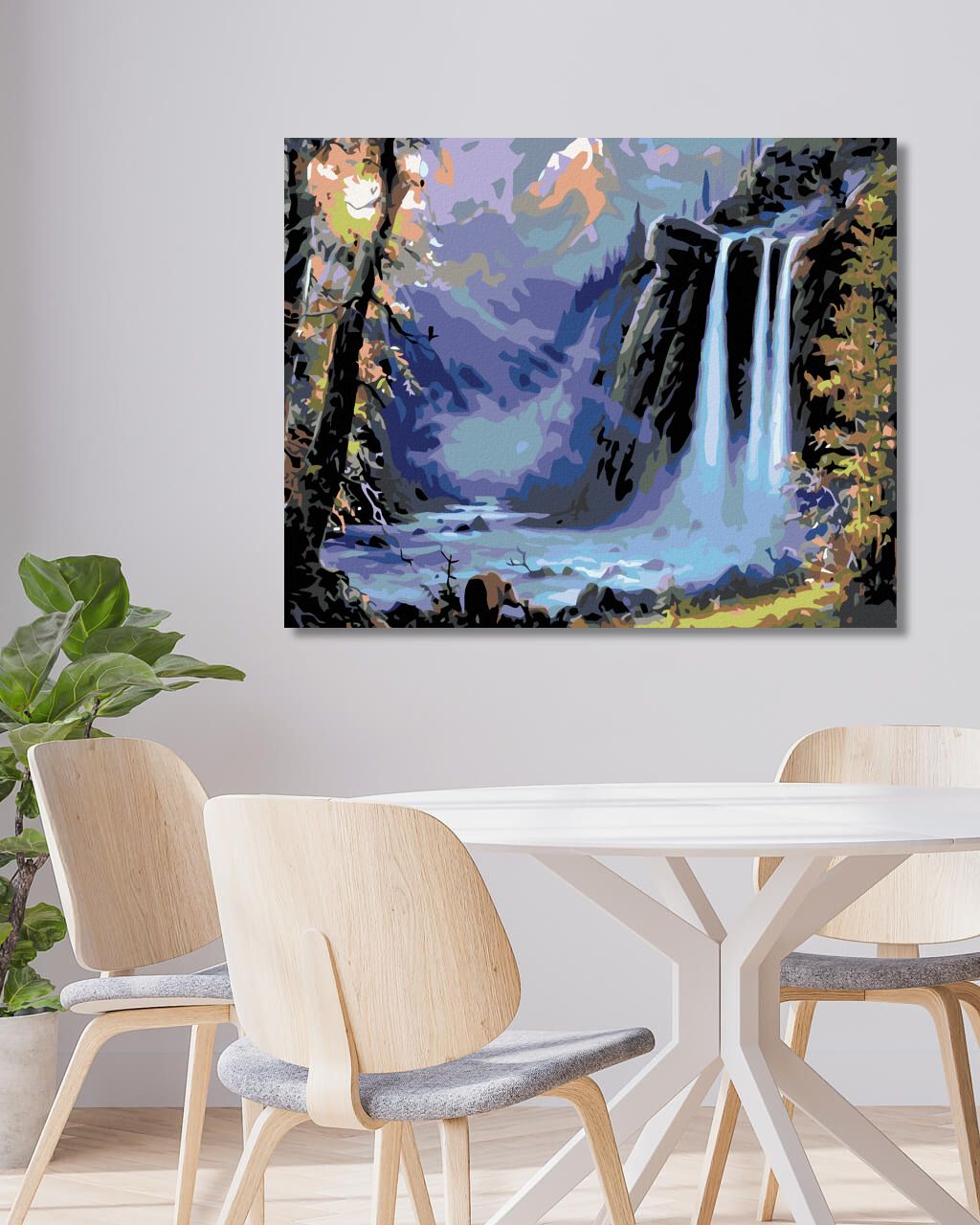 zuty Malování podle čísel - VODOPÁD PŘI ZÁPADU SLUNCE - Rozměr: 40x50 cm, Rámování: Varianta: bez rámu a bez vypnutí plátna - obrázek 5