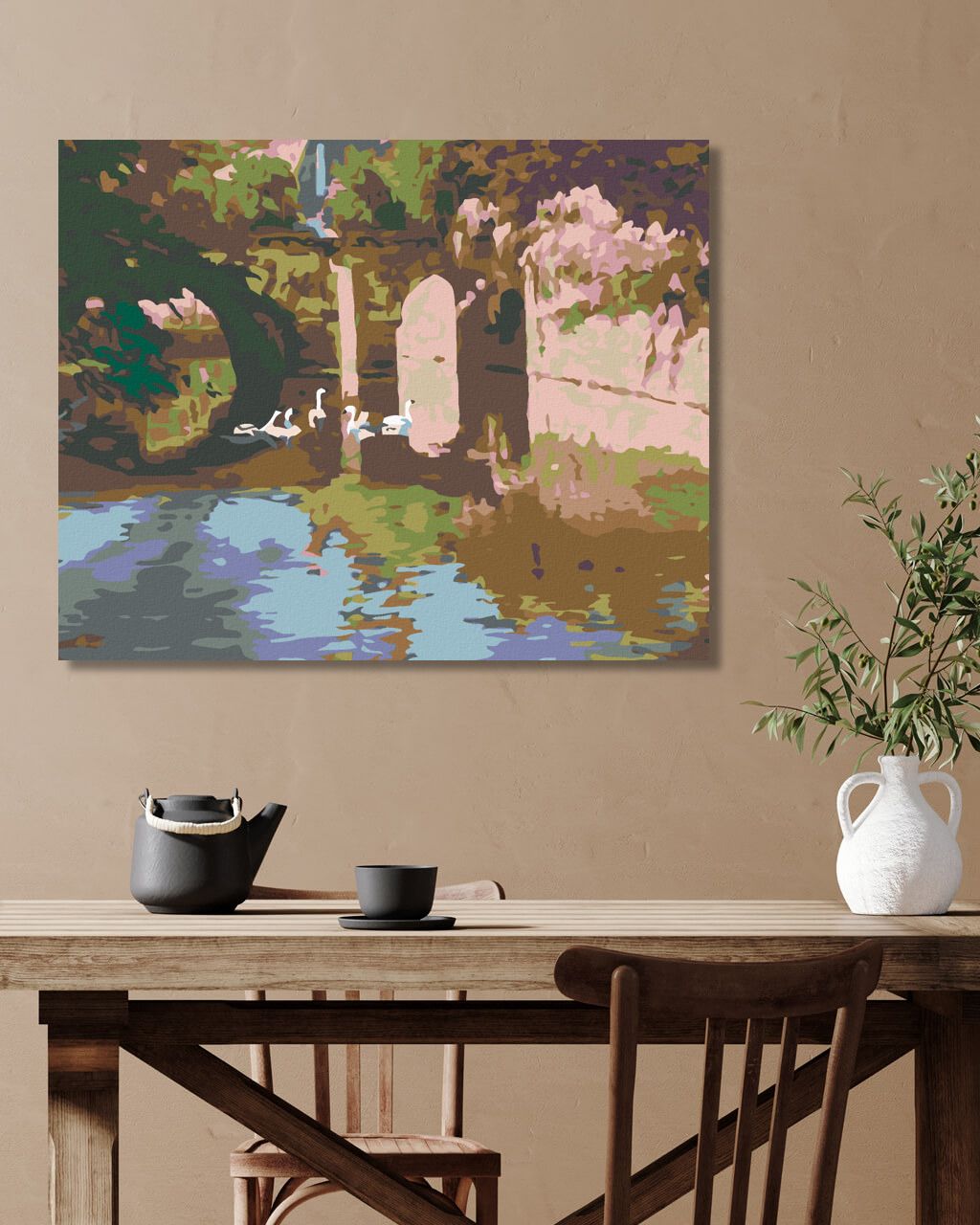 zuty Malování podle čísel - LABUTĚ V ZÁMECKÉ ZAHRADĚ - Rozměr: 40x50 cm, Rámování: Varianta: vypnuté plátno na rám - obrázek 8