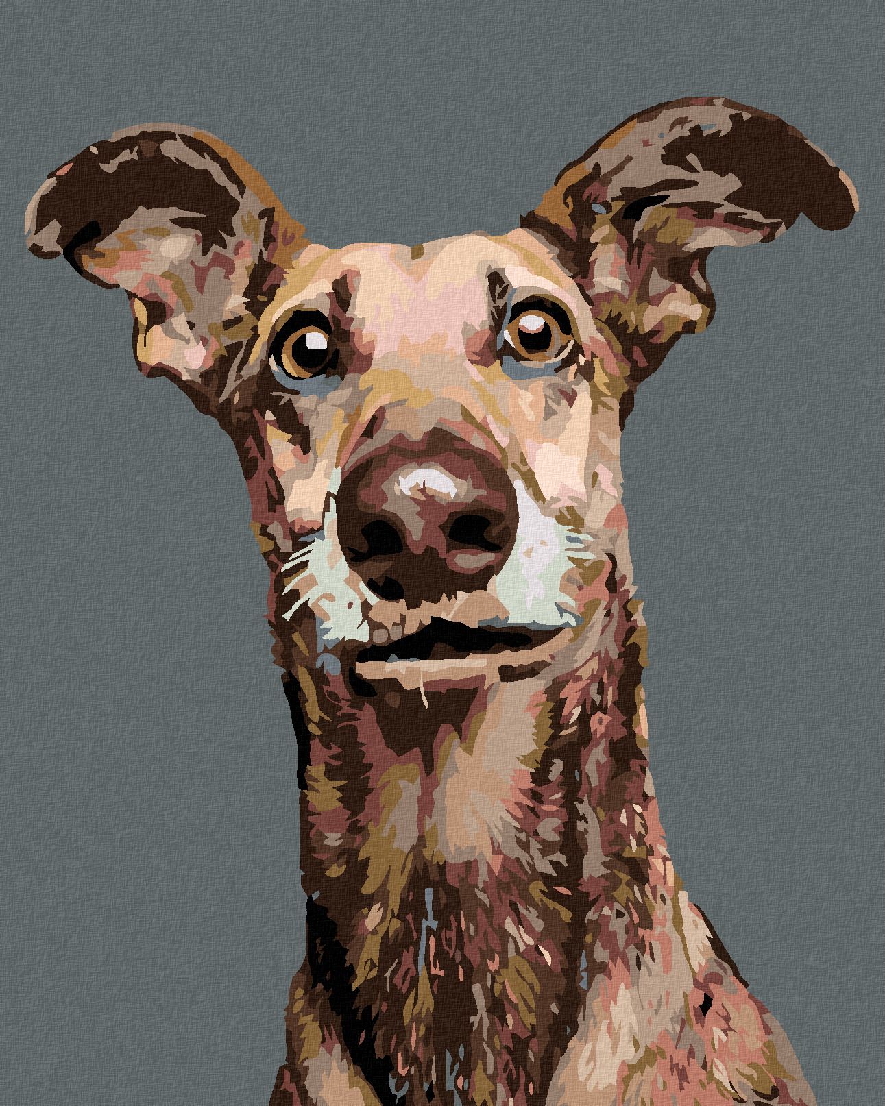 zuty Malování podle čísel - PES S NASTRAŽENÝMA UŠIMA - Rozměr: 40x50 cm, Rámování: Varianta: bez rámu a bez vypnutí plátna - obrázek 1